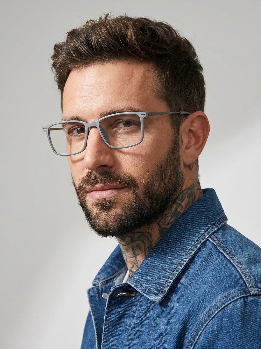 Model wearing Dougie glasses