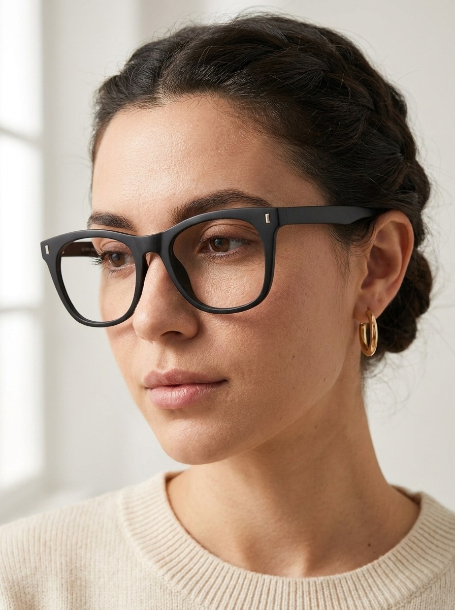 Model wearing Emma glasses