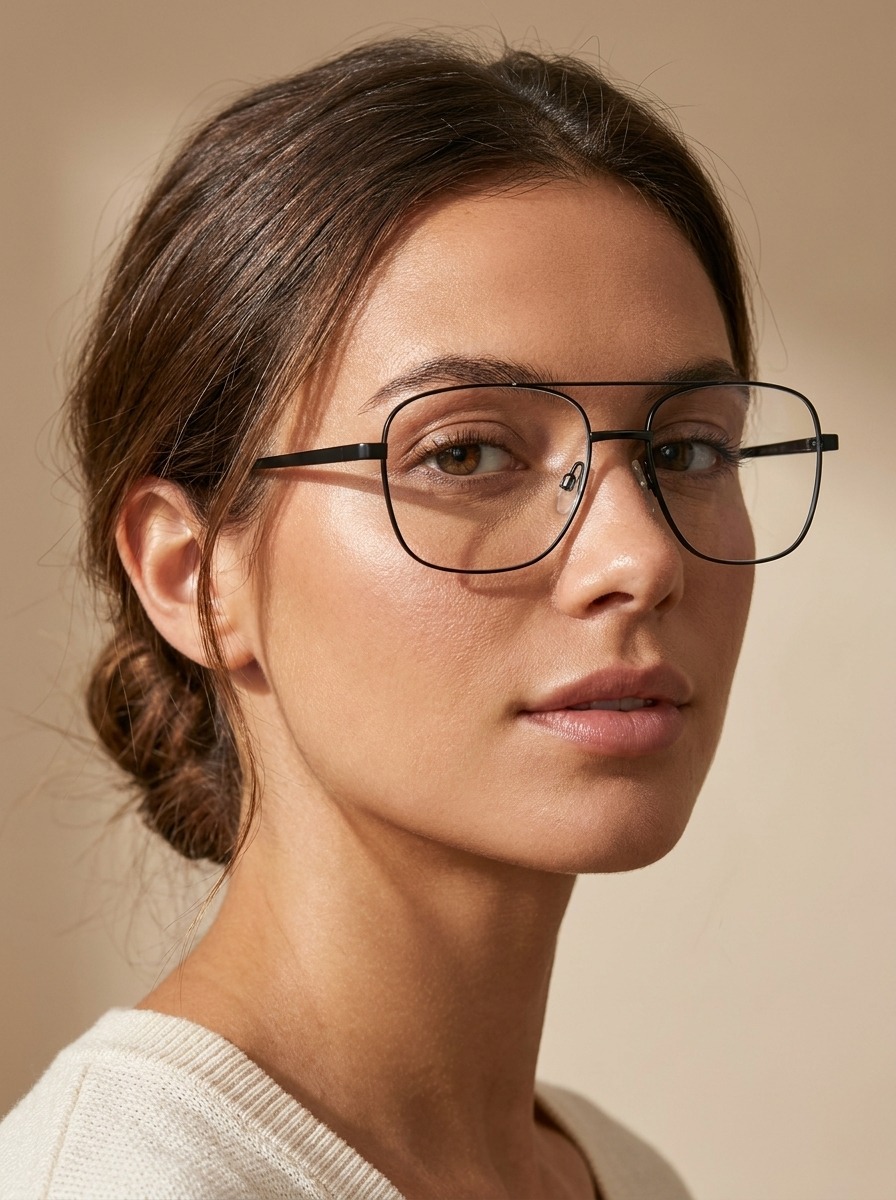 Model wearing Flint glasses