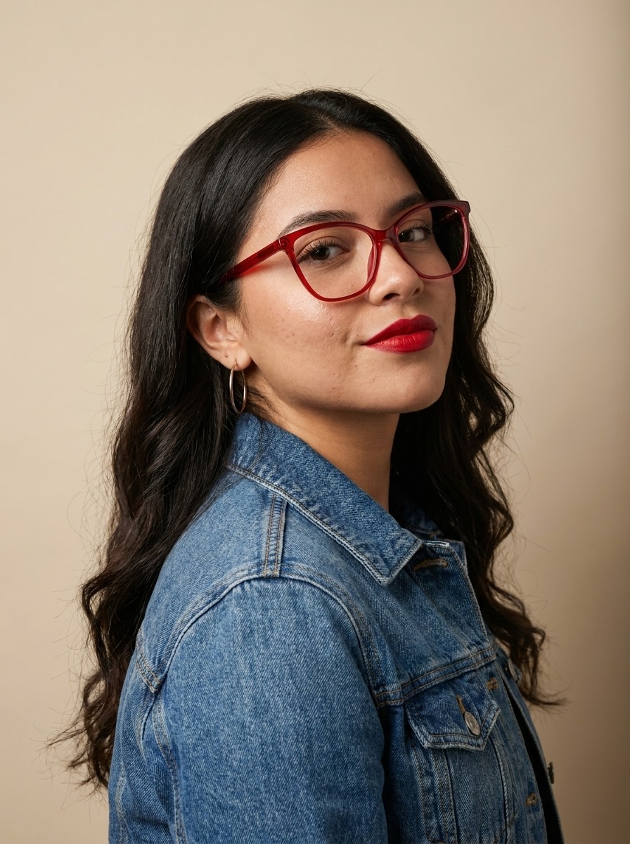 Model wearing Gillian glasses