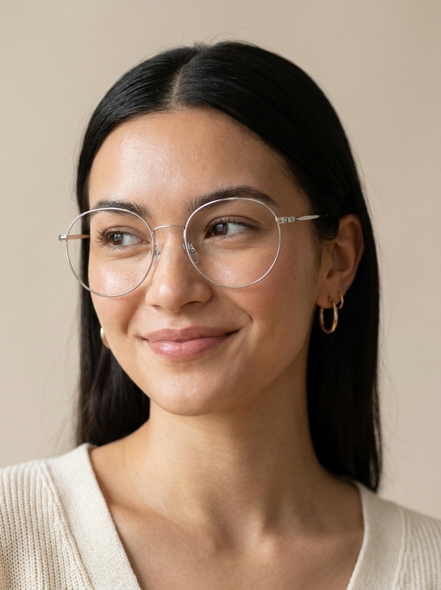 Model wearing Jo glasses