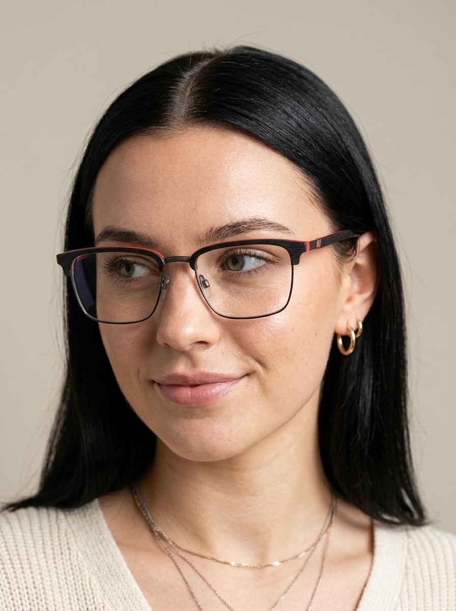 Model wearing Ryan glasses