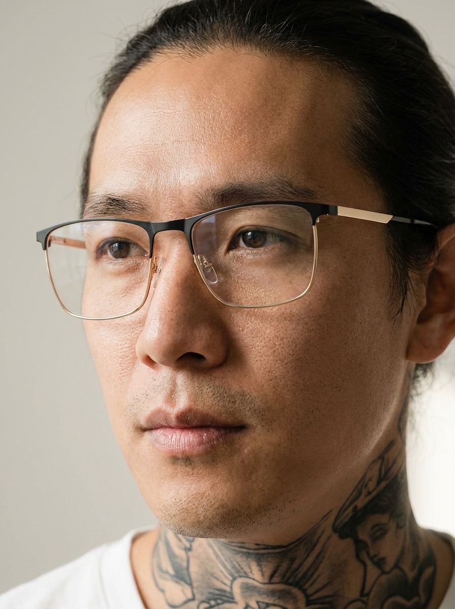 Model wearing Vinnie glasses