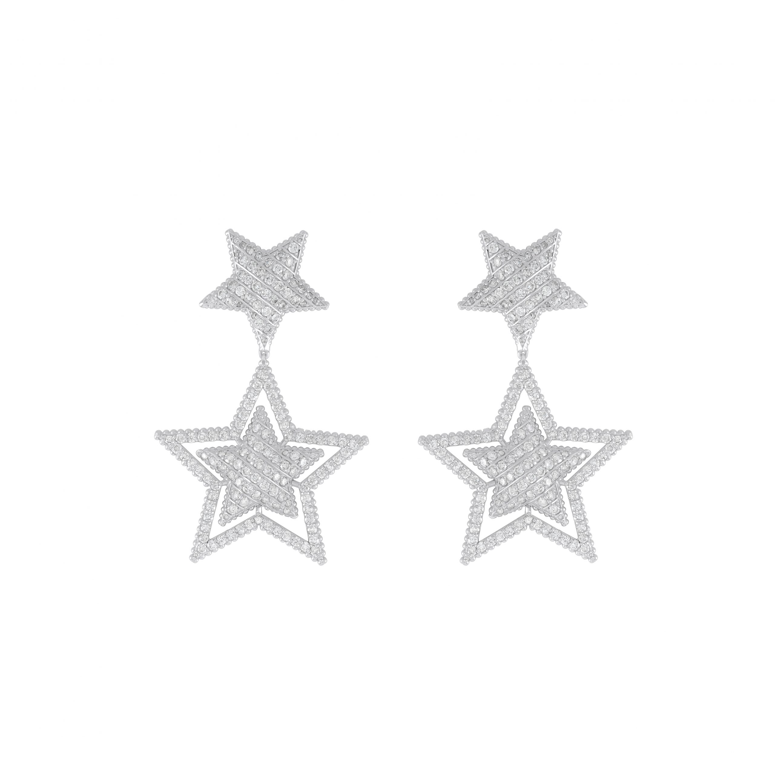 Adagio B Earrings in 18k white gold with diamonds