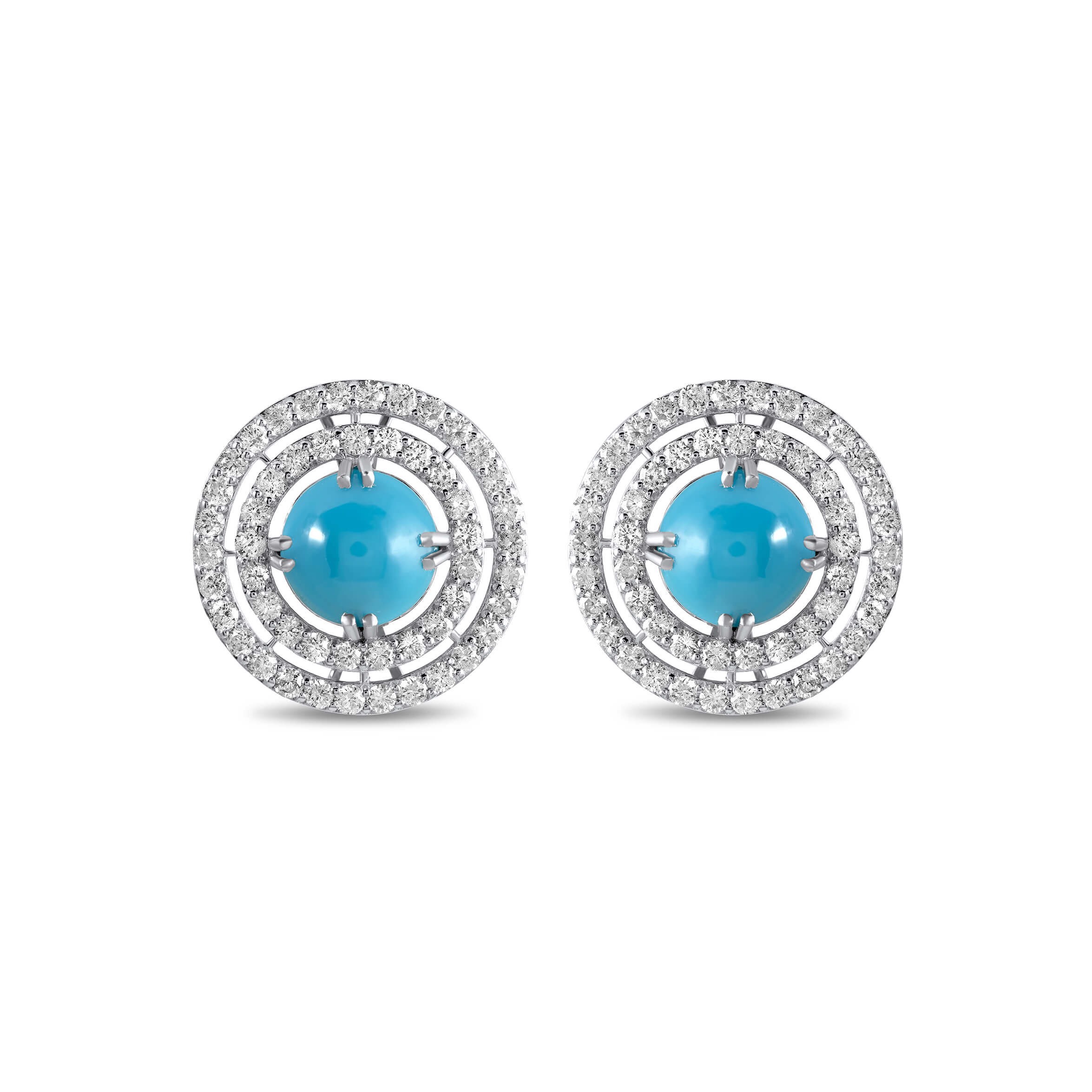 Apollonia Turquoise Earrings in 18k white gold with diamonds and turquoise