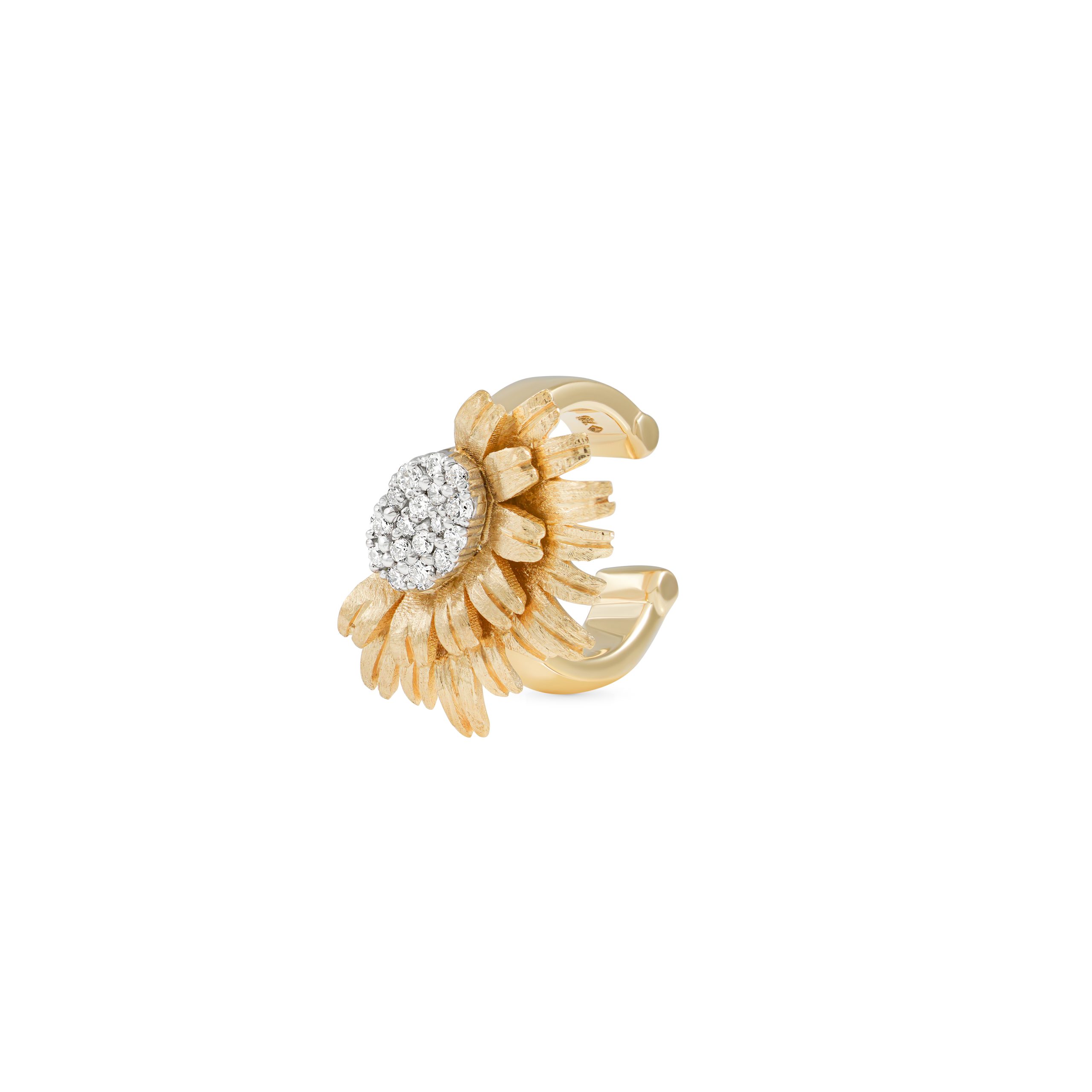 Bloom Gold Earcuff in 18k yellow gold with diamonds, view 2