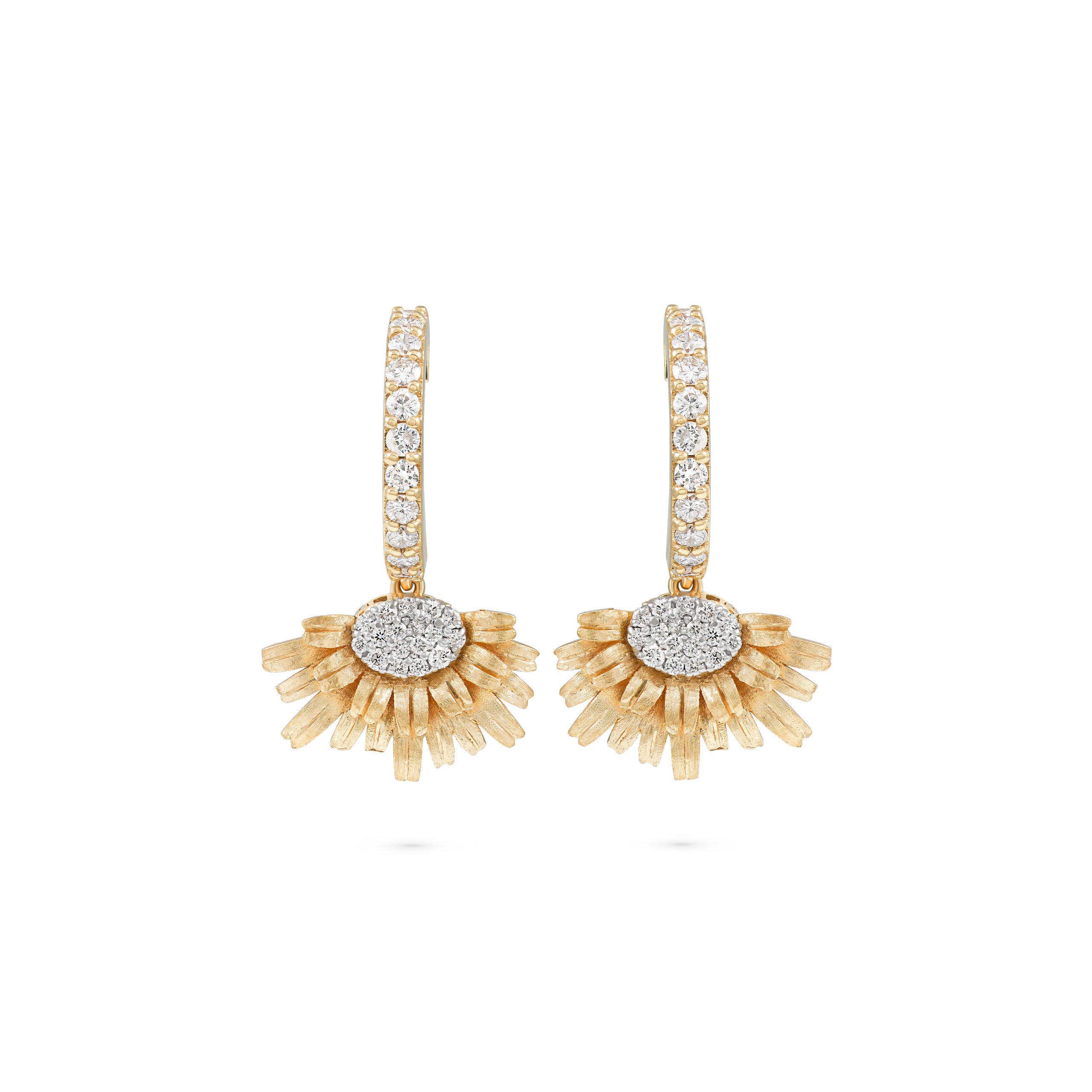 Bloom Gold Mini Hoop Earrings in 18k yellow gold with diamonds