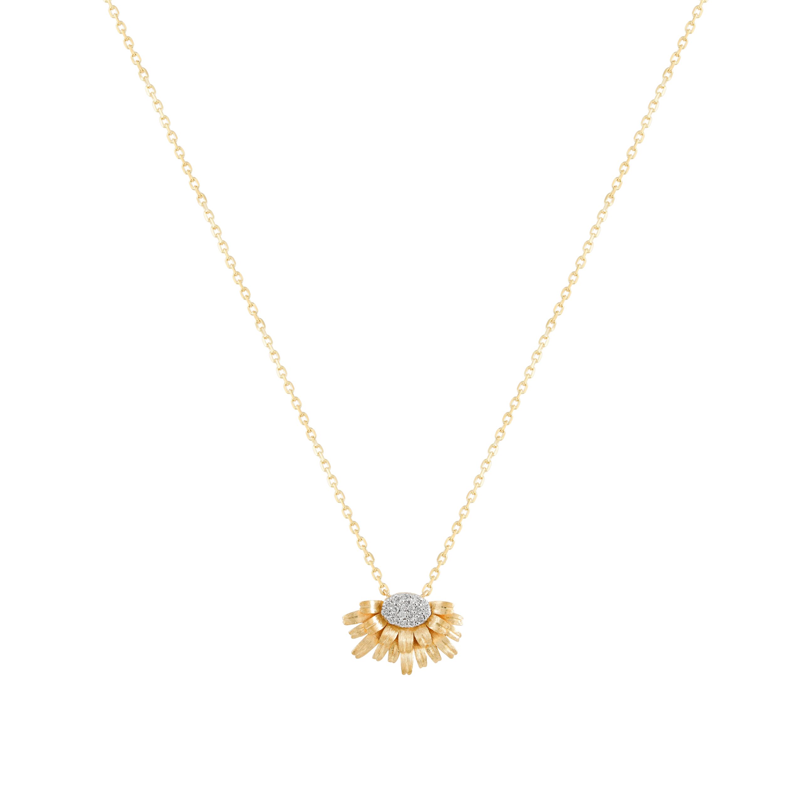 Bloom Gold Mini Necklace in 18k yellow gold with diamonds