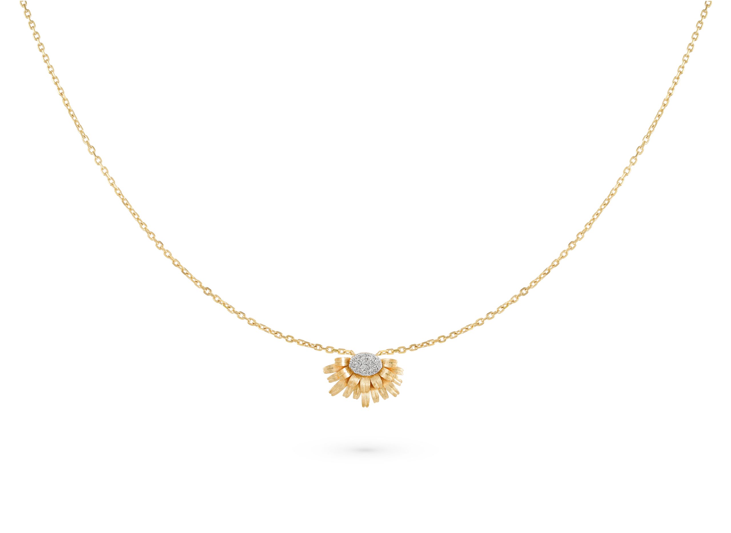 Bloom Gold Mini Necklace in 18k yellow gold with diamonds, view 2