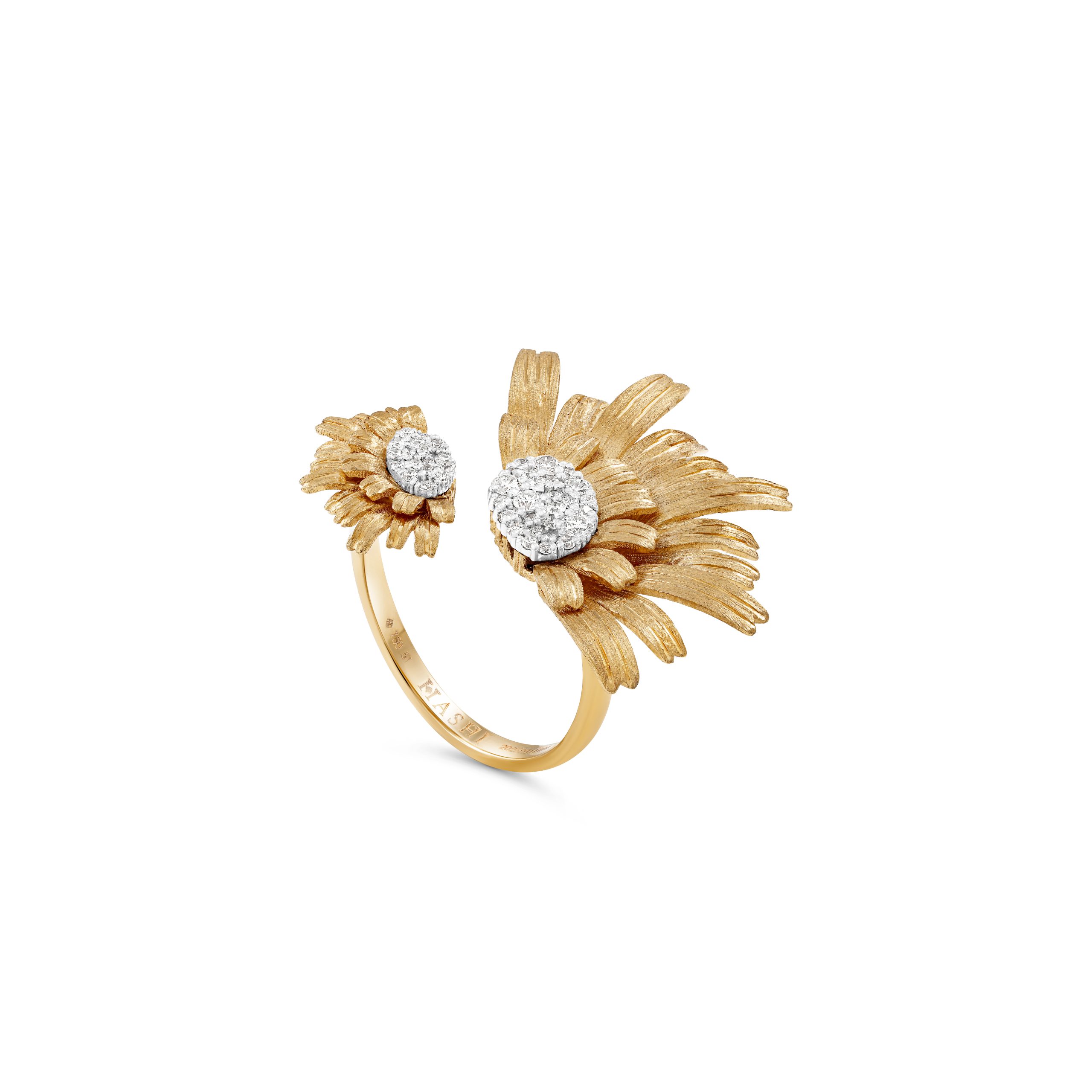 Bloom Gold Mini Ring in 18k yellow gold with diamonds