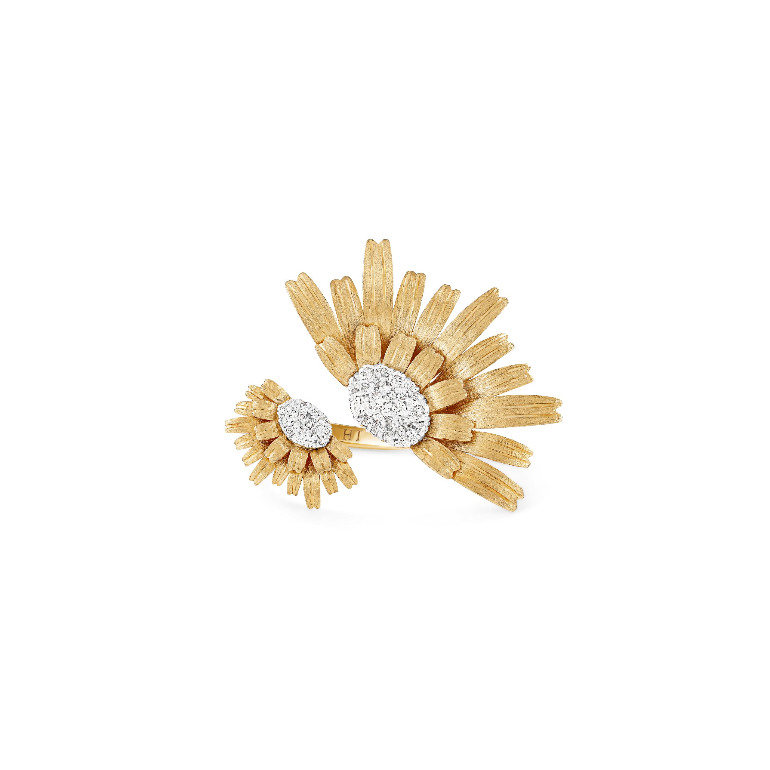 Bloom Gold Mini Ring in 18k yellow gold with diamonds, view 2