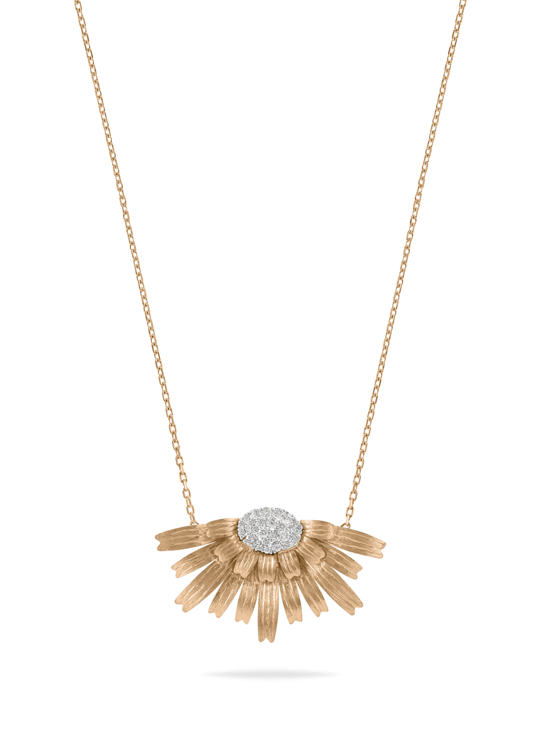 Bloom Long Gold Necklace with diamonds