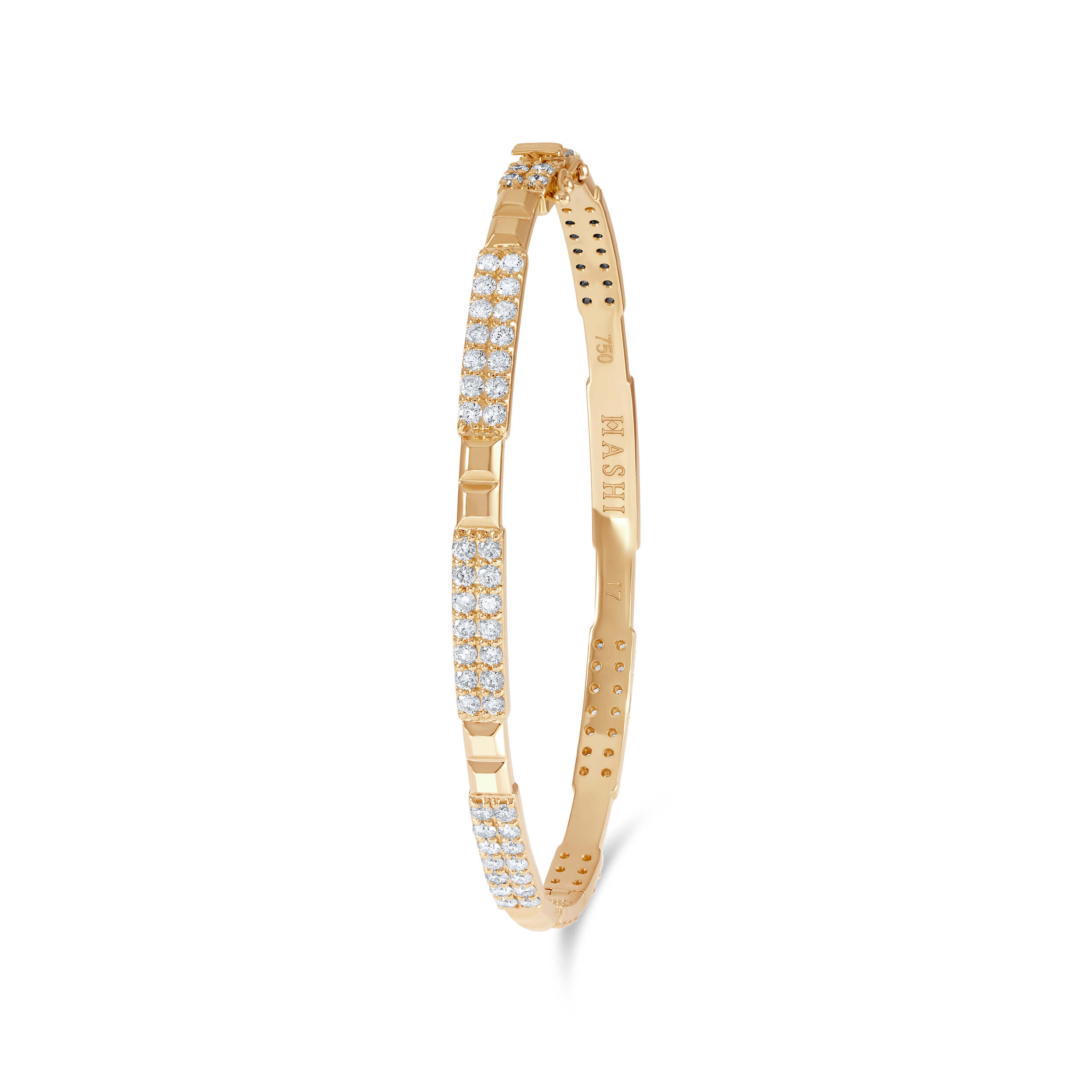 Charm Bangle Full Diamond in 18k white, yellow or rose gold with diamonds