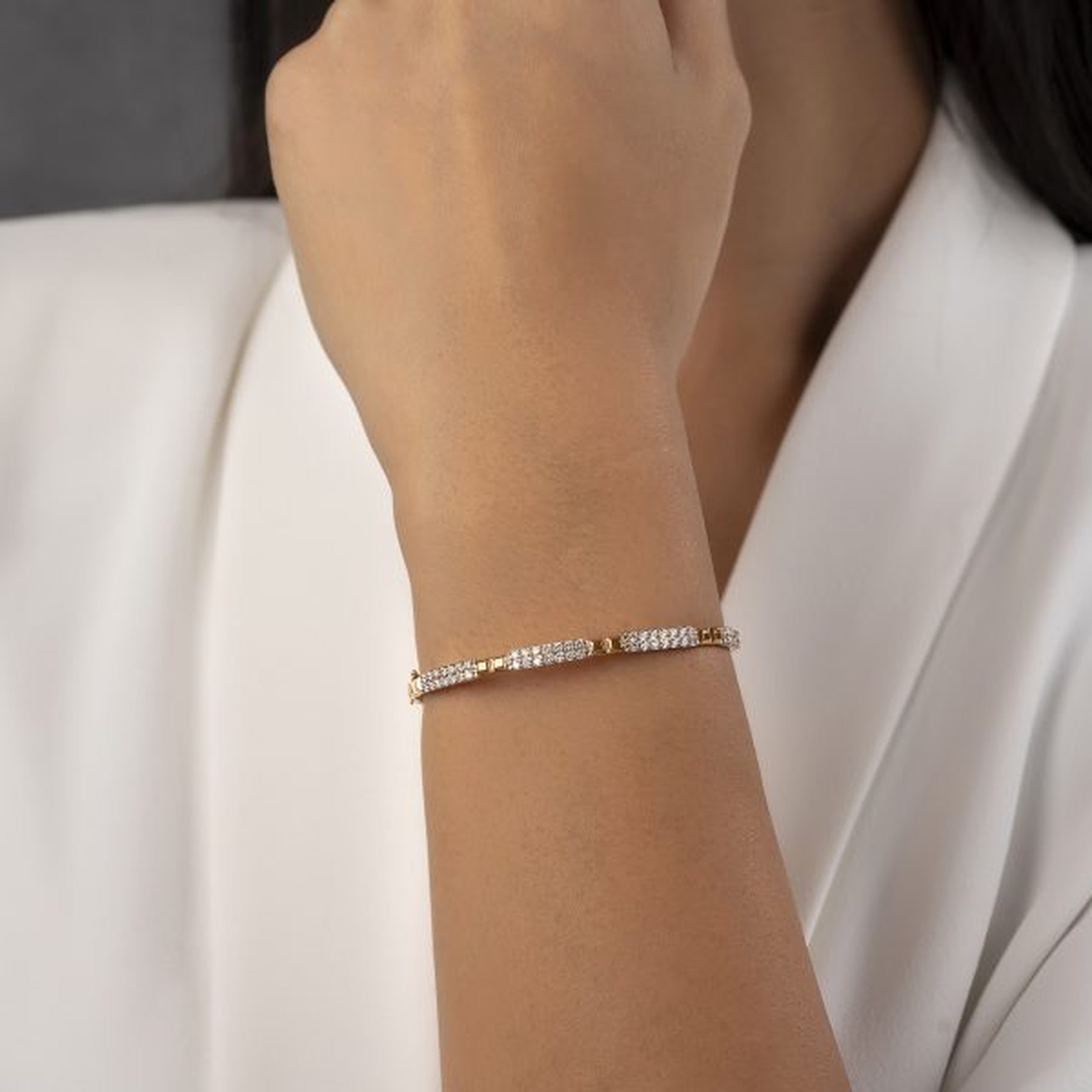 Charm Bangle Full Diamond in 18k white, yellow or rose gold with diamonds, view 2