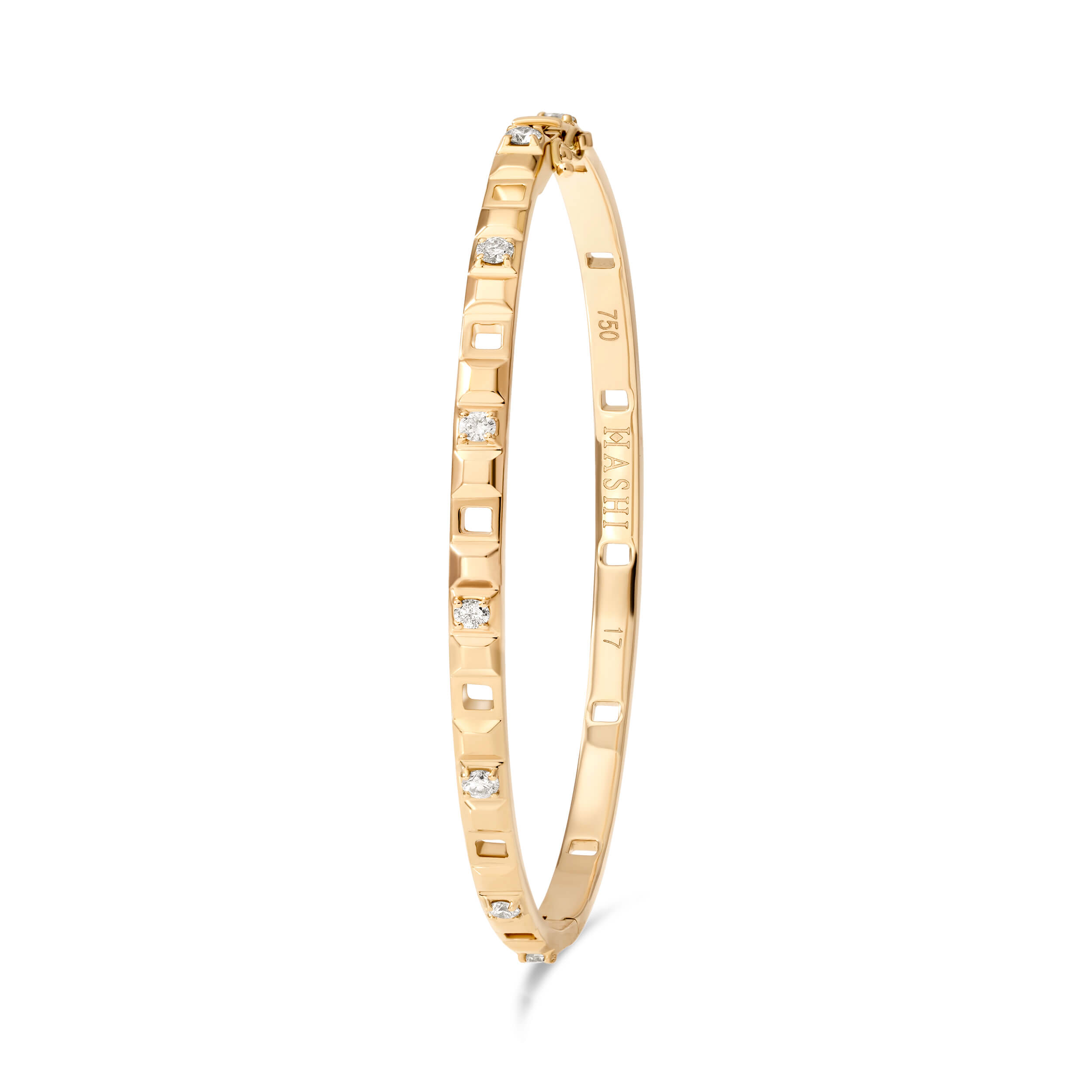 Charm Bangle With Diamond in 18k rose, yellow or white gold with diamonds
