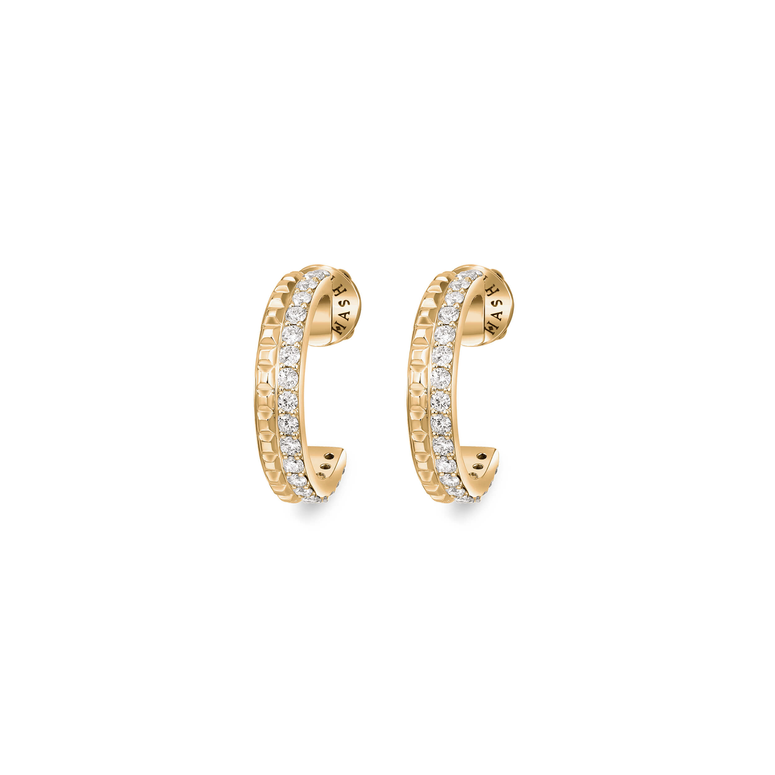 Charm Big Earrings in 18k rose, yellow or white gold with diamonds