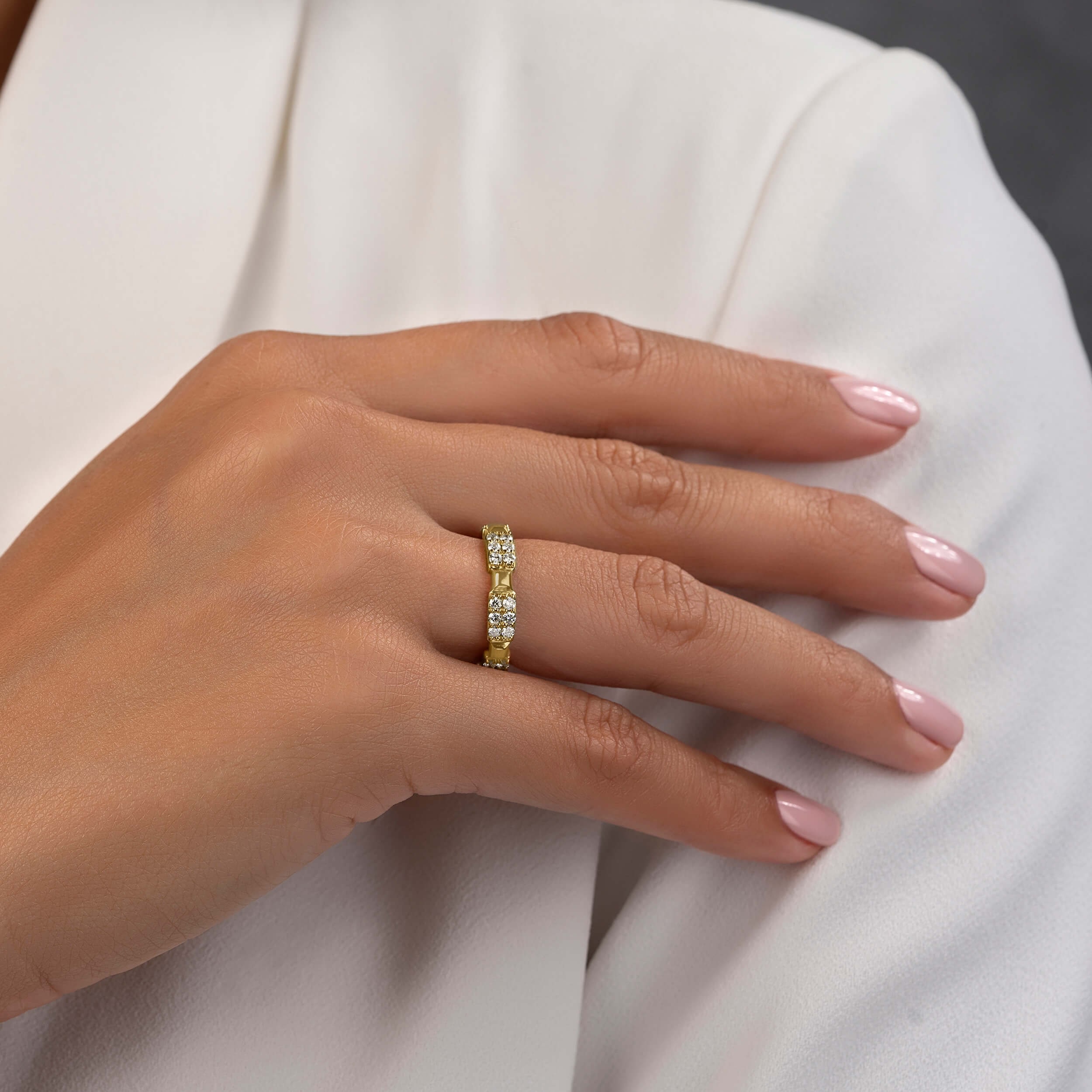 Charm Ring in 18k rose, yellow or white gold with diamonds, view 2