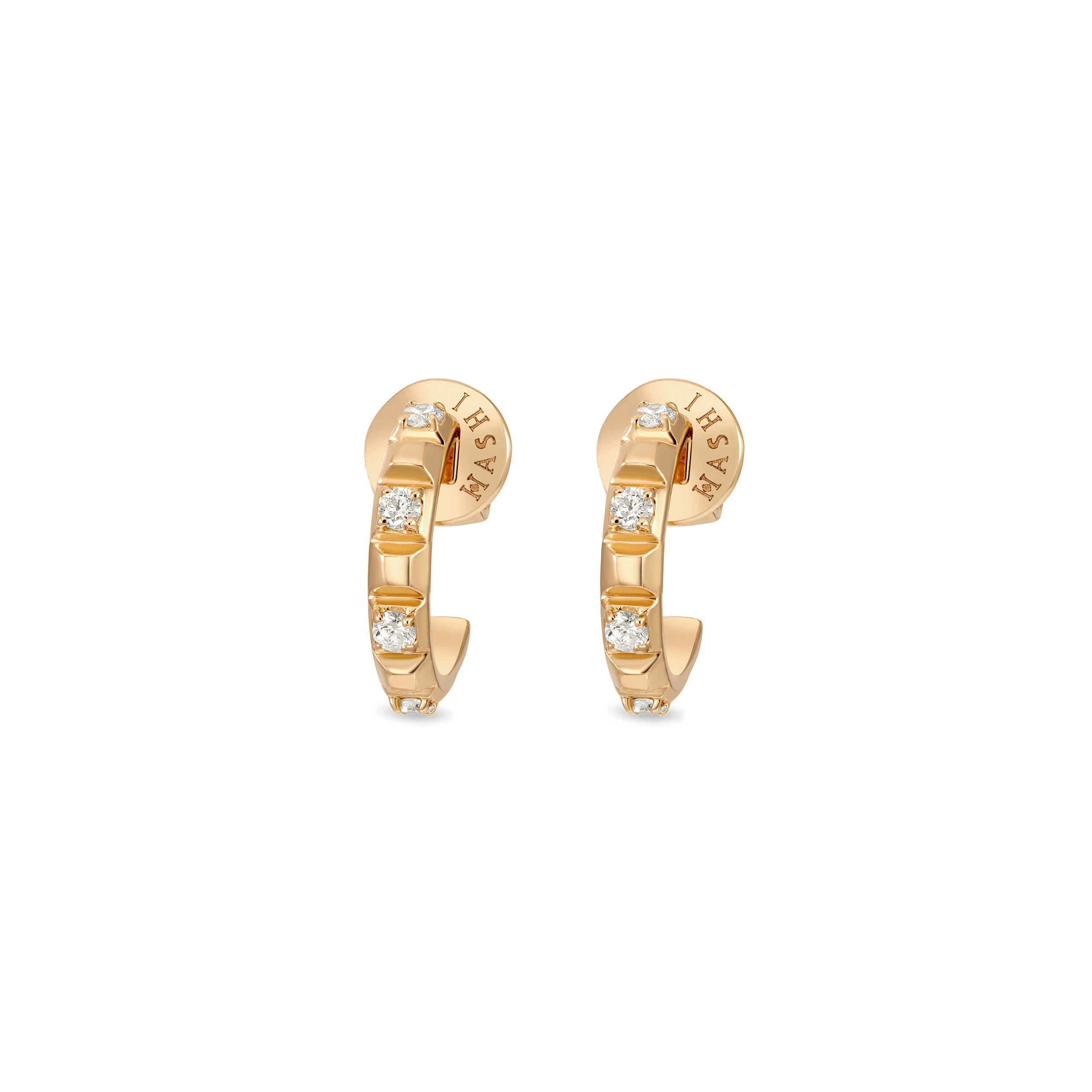 Charm Small Earrings in 18k rose, yellow or white gold with diamonds