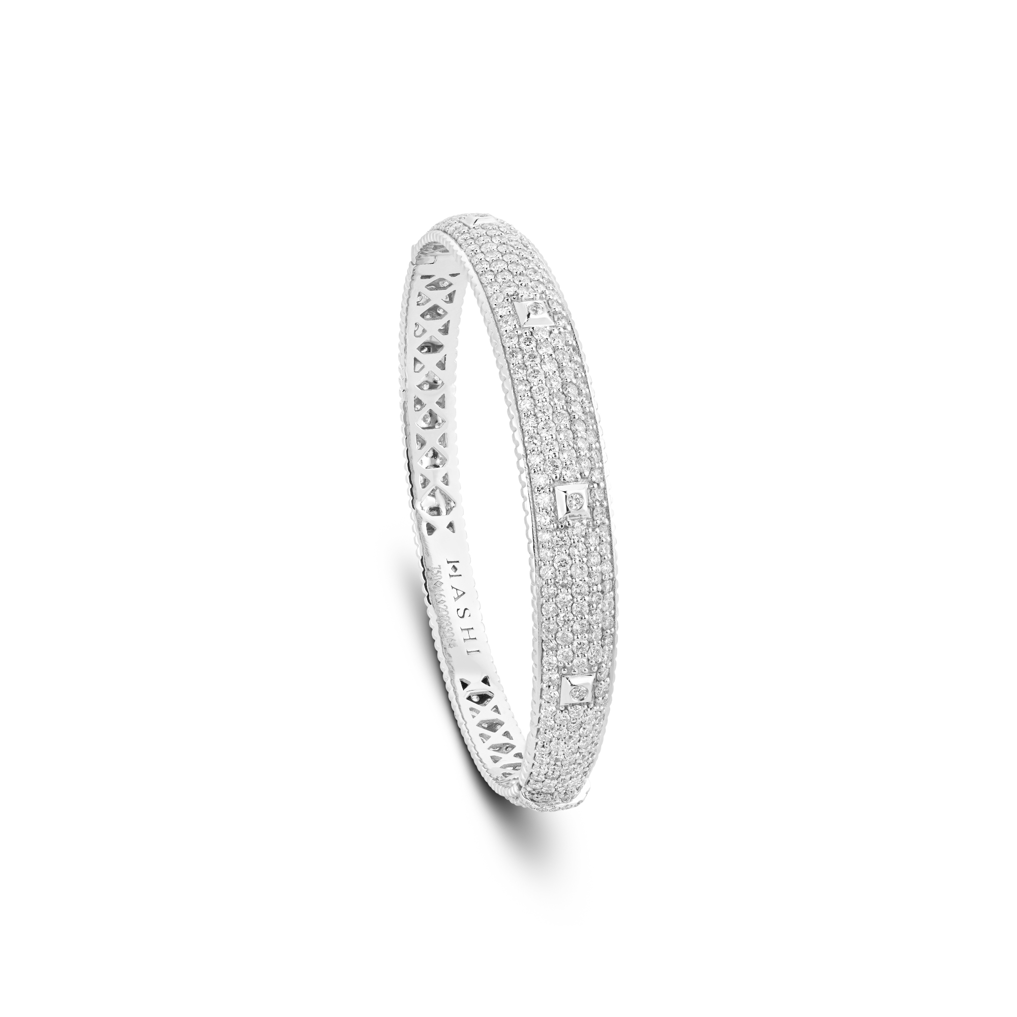 Charming Charm Bangle in 18k white gold with diamonds