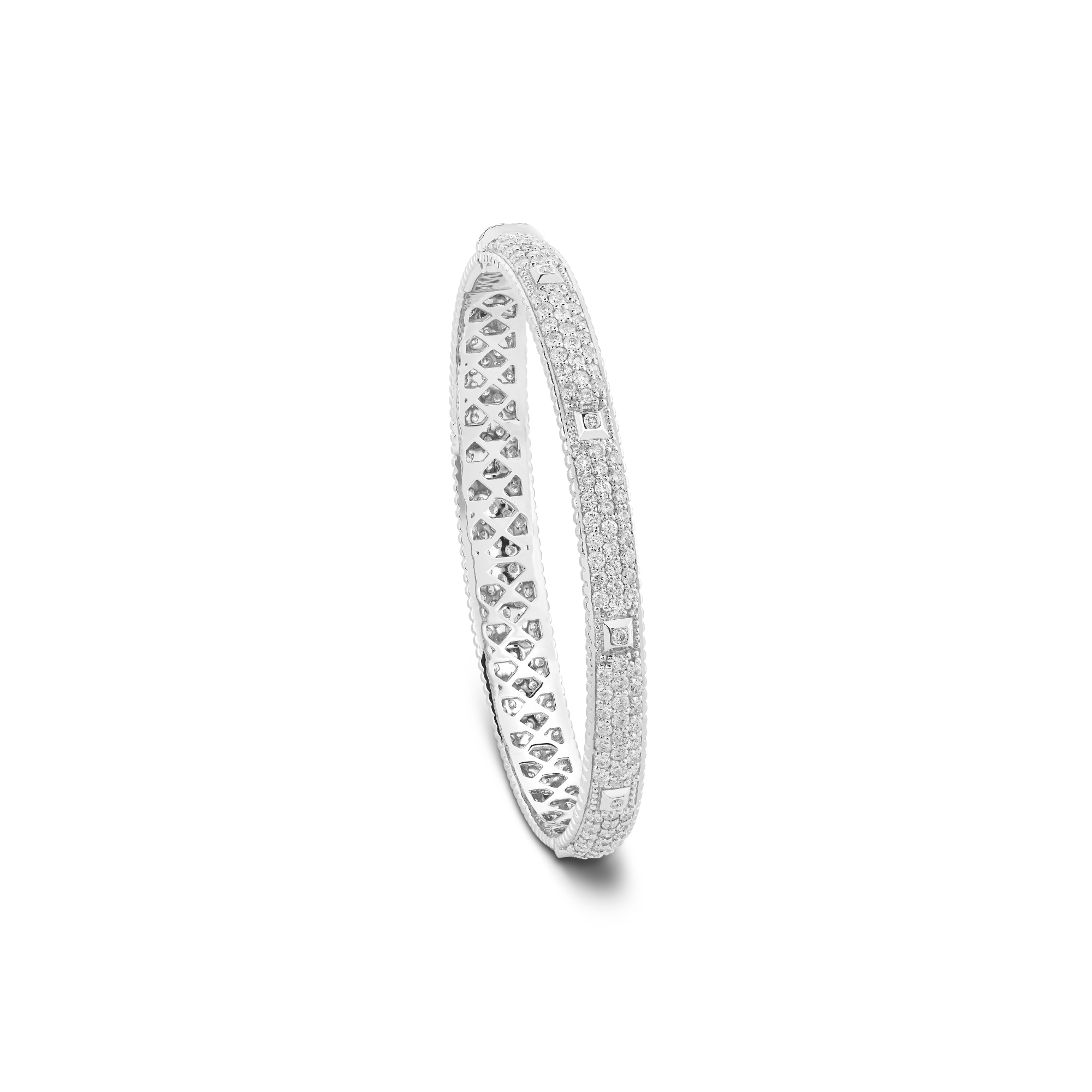 Charming Charm Bangle in 18k white gold with diamonds, view 2
