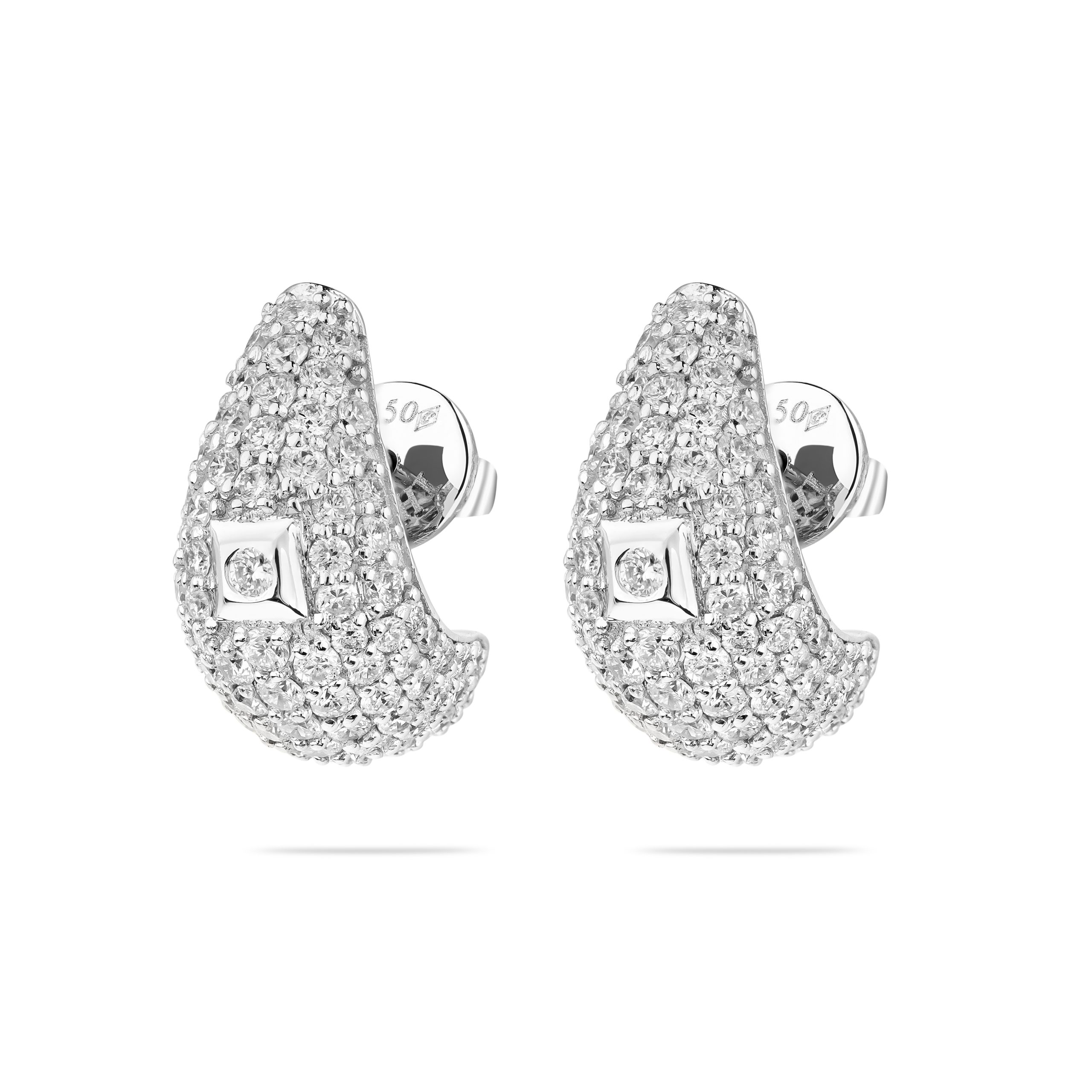 Charming Charm Earrings in 18k white gold with diamonds, view 2