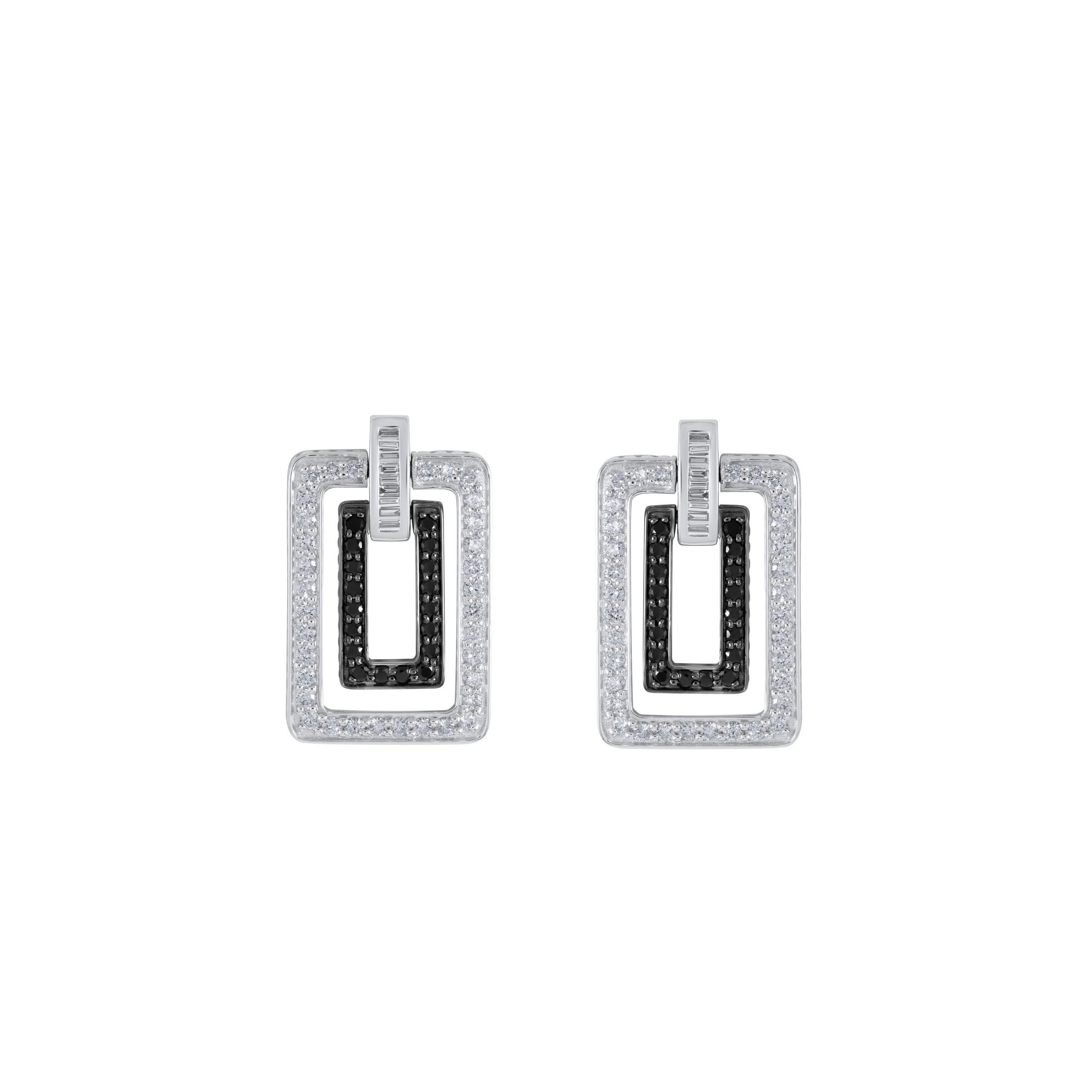 Divina Diamond and Black Onyx Earrings in 18k white gold with diamonds and black onyx