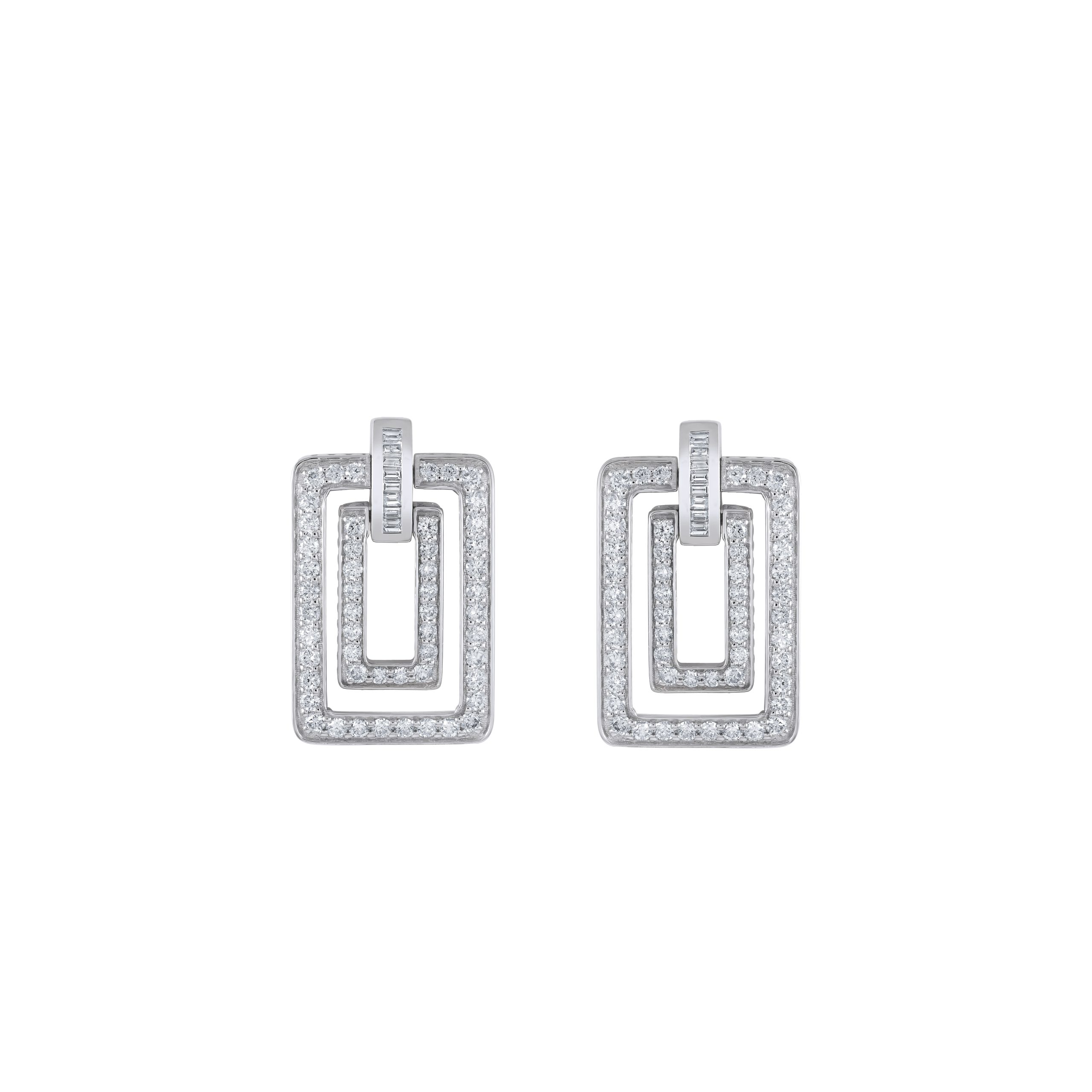 Divina Diamond Earrings in 18k white gold with diamonds