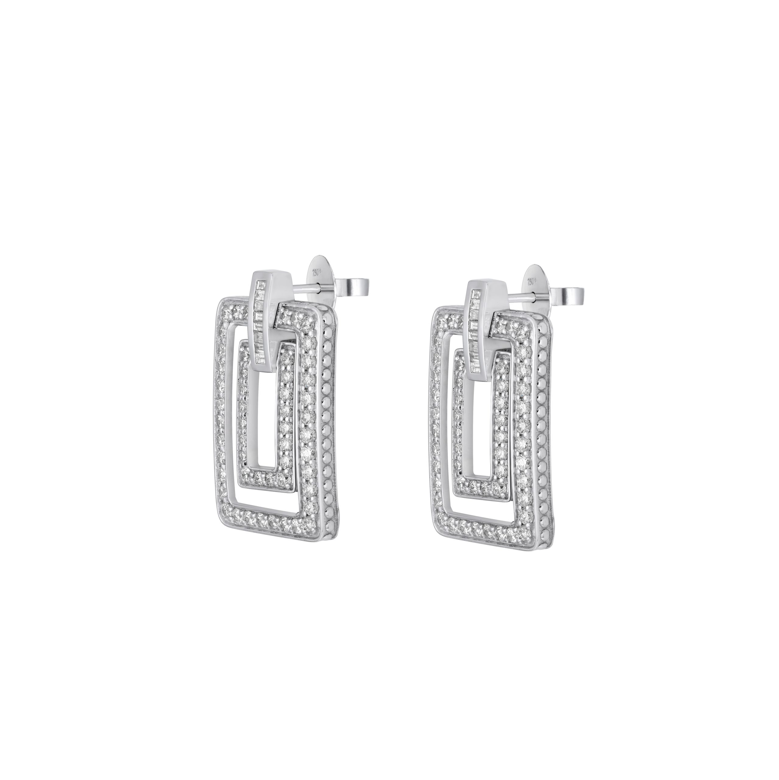 Divina Diamond Earrings in 18k white gold with diamonds, view 2