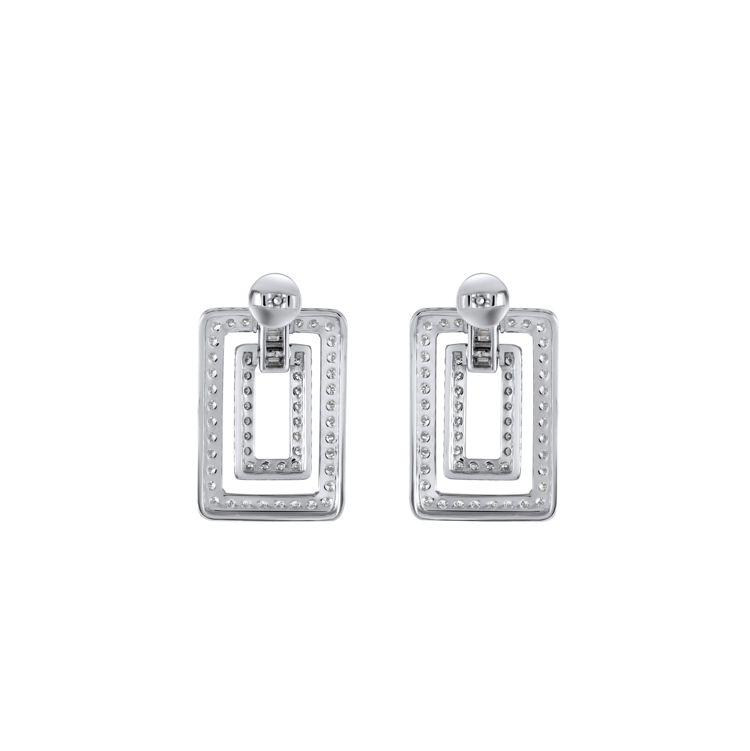 Divina Diamond Earrings in 18k white gold with diamonds, view 3