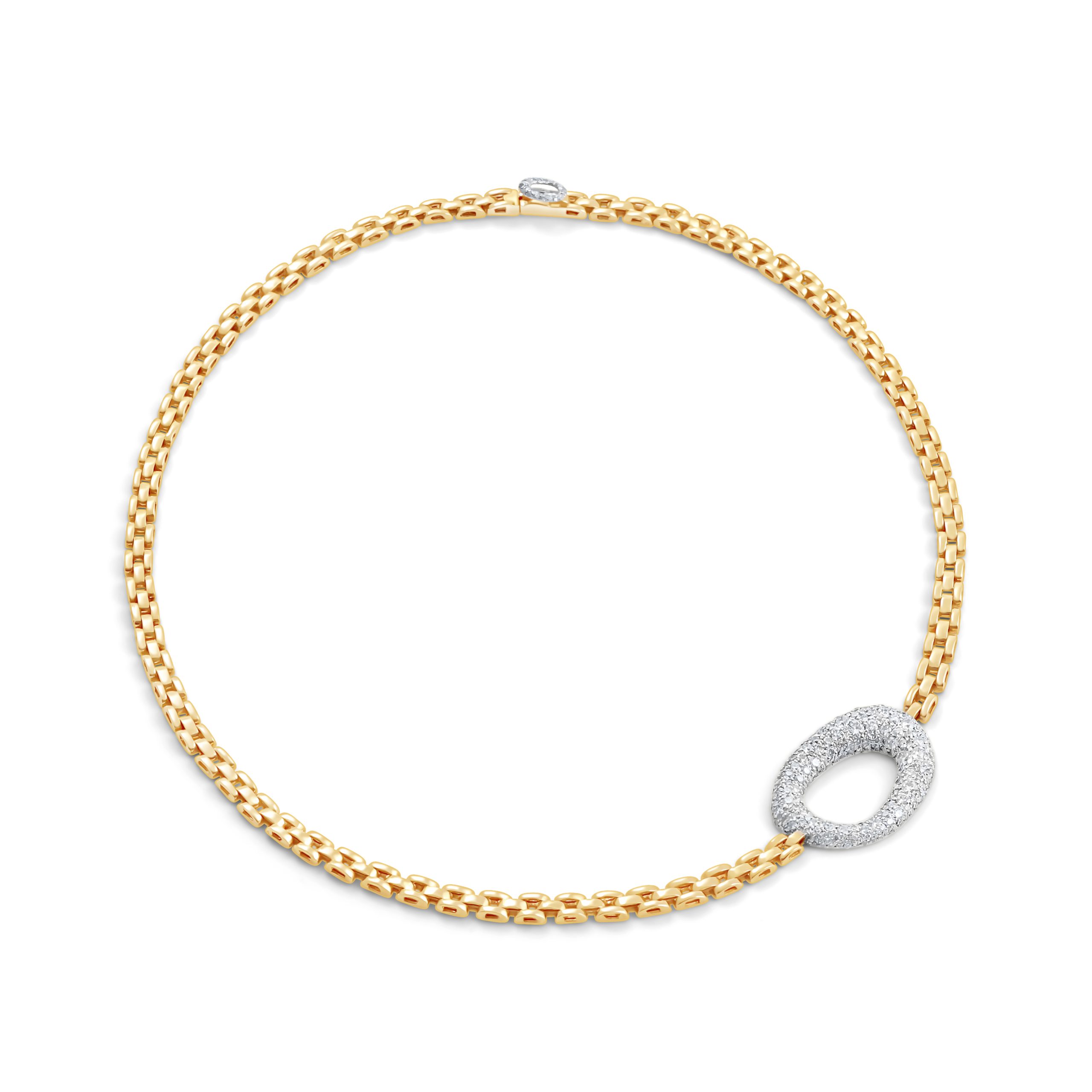 Endless D Necklace in 18k white gold with diamonds