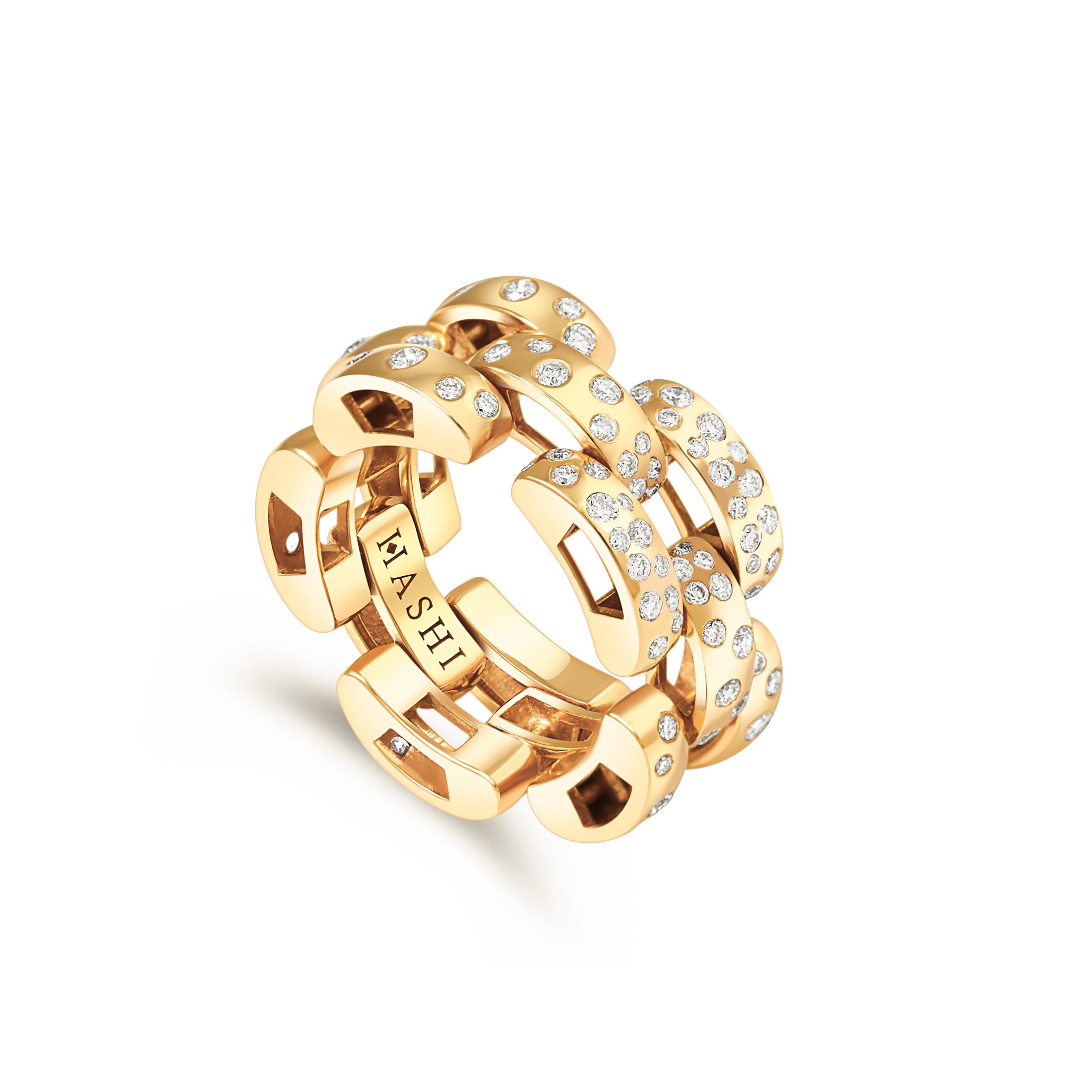 Endless G Ring with Diamonds in 18k yellow gold with diamonds