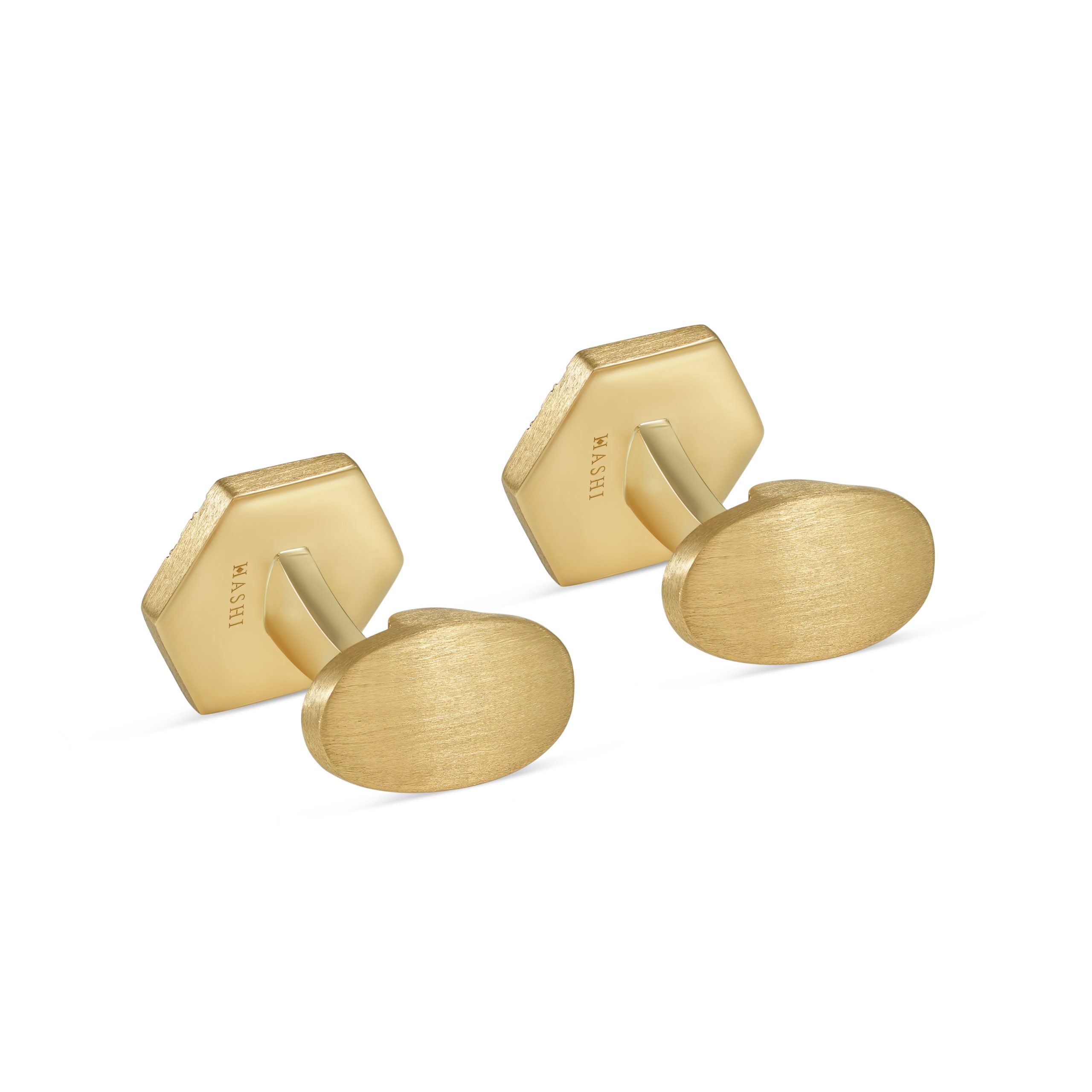 Gold D Cufflinks in 18k yellow gold with diamonds, view 2