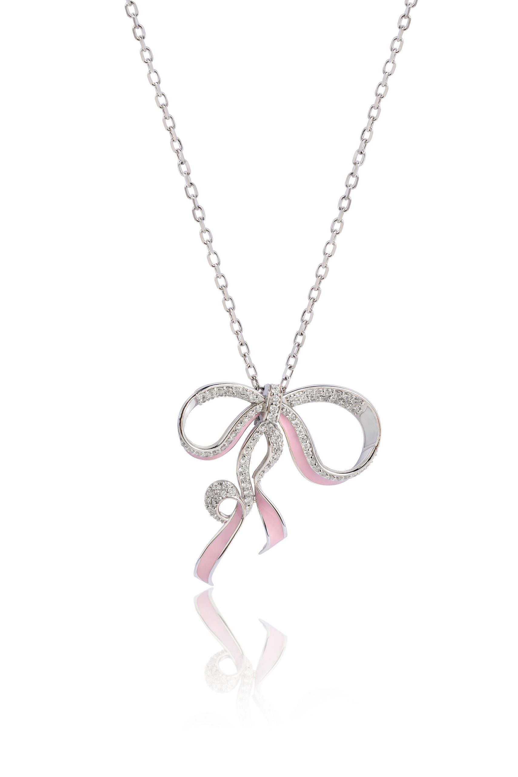 Graceful Knots Necklace in 18k white gold with diamonds