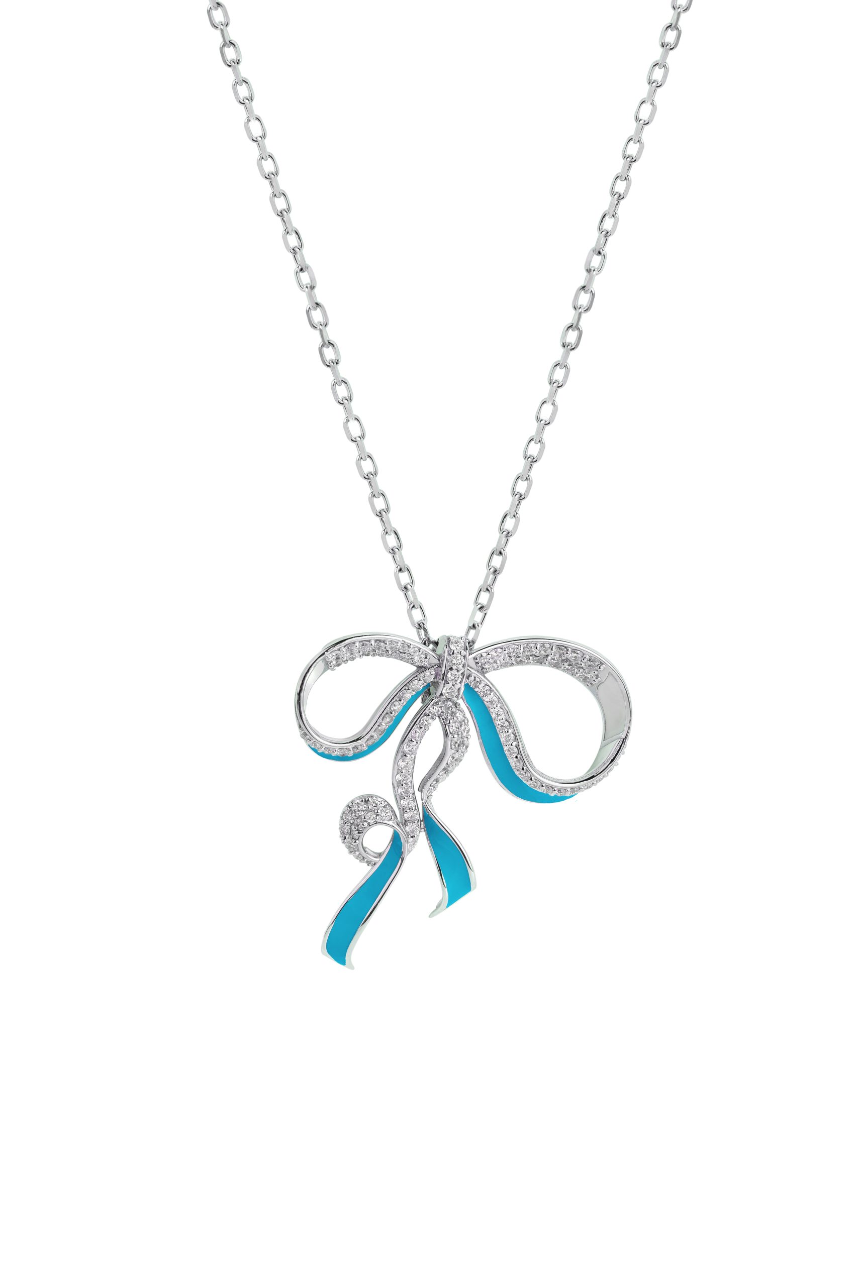 Graceful Knots Necklace in 18k white gold with diamonds, view 2