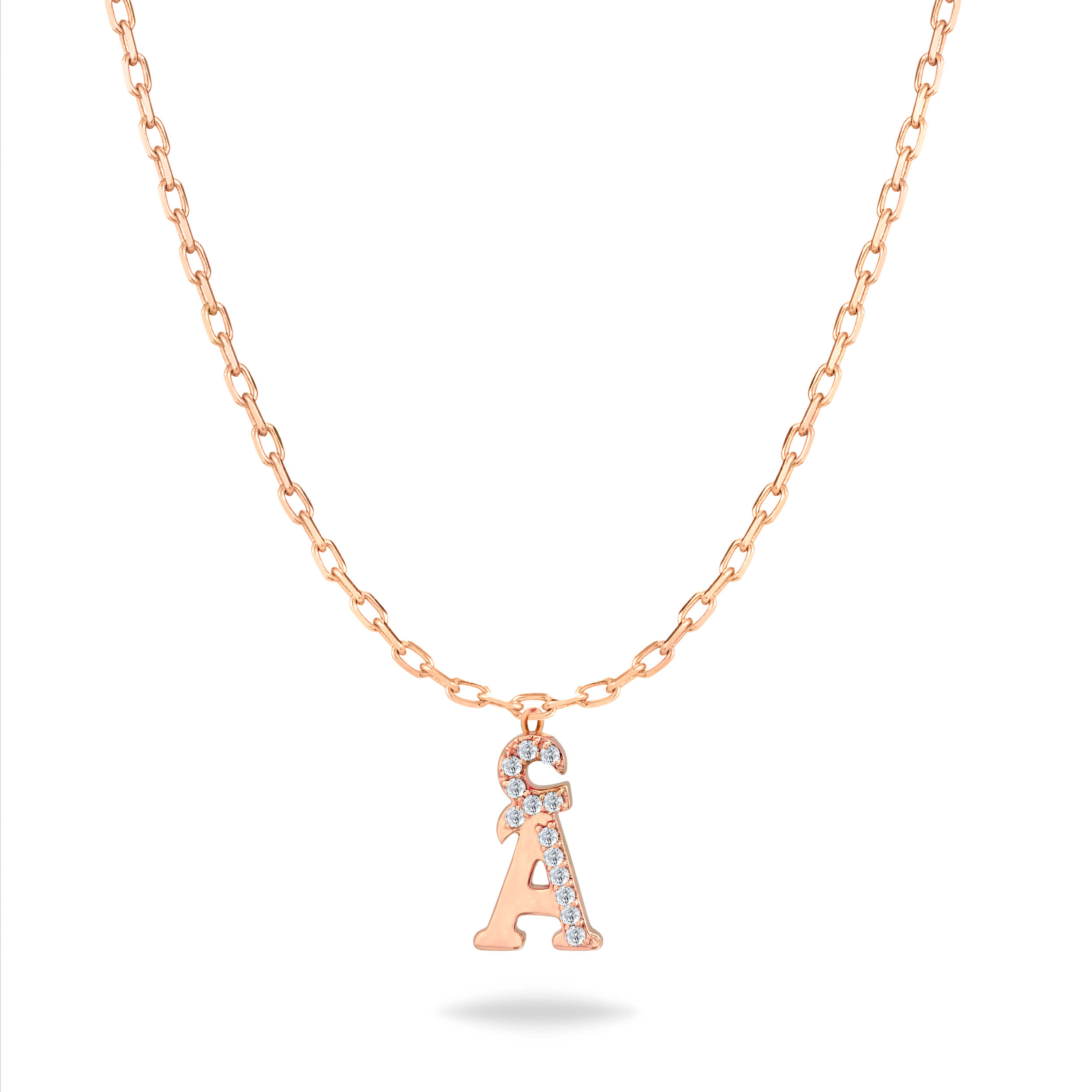 HASHI Initial A أ in 18k rose gold with diamonds
