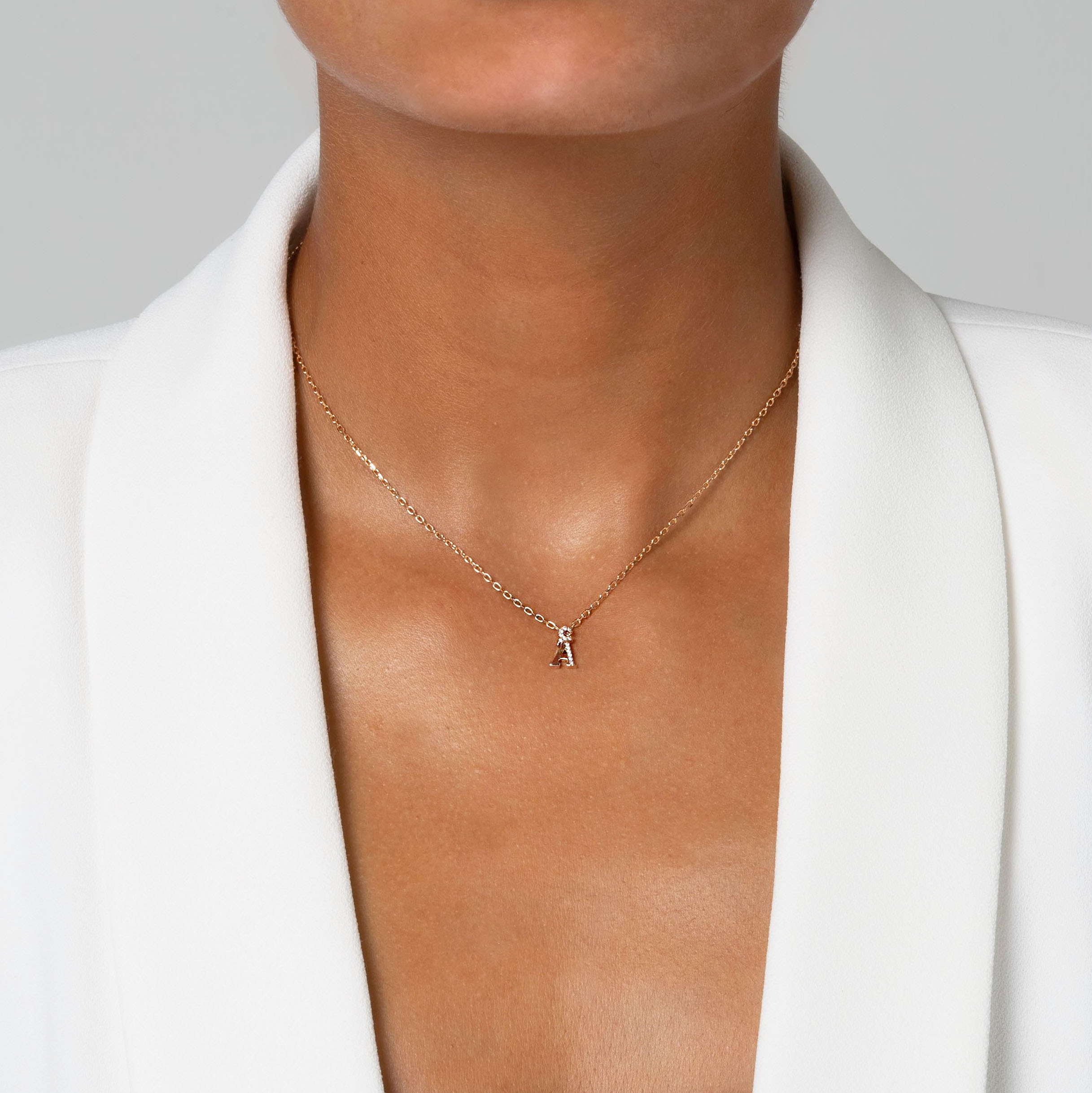 HASHI Initial A أ in 18k rose gold with diamonds, view 2