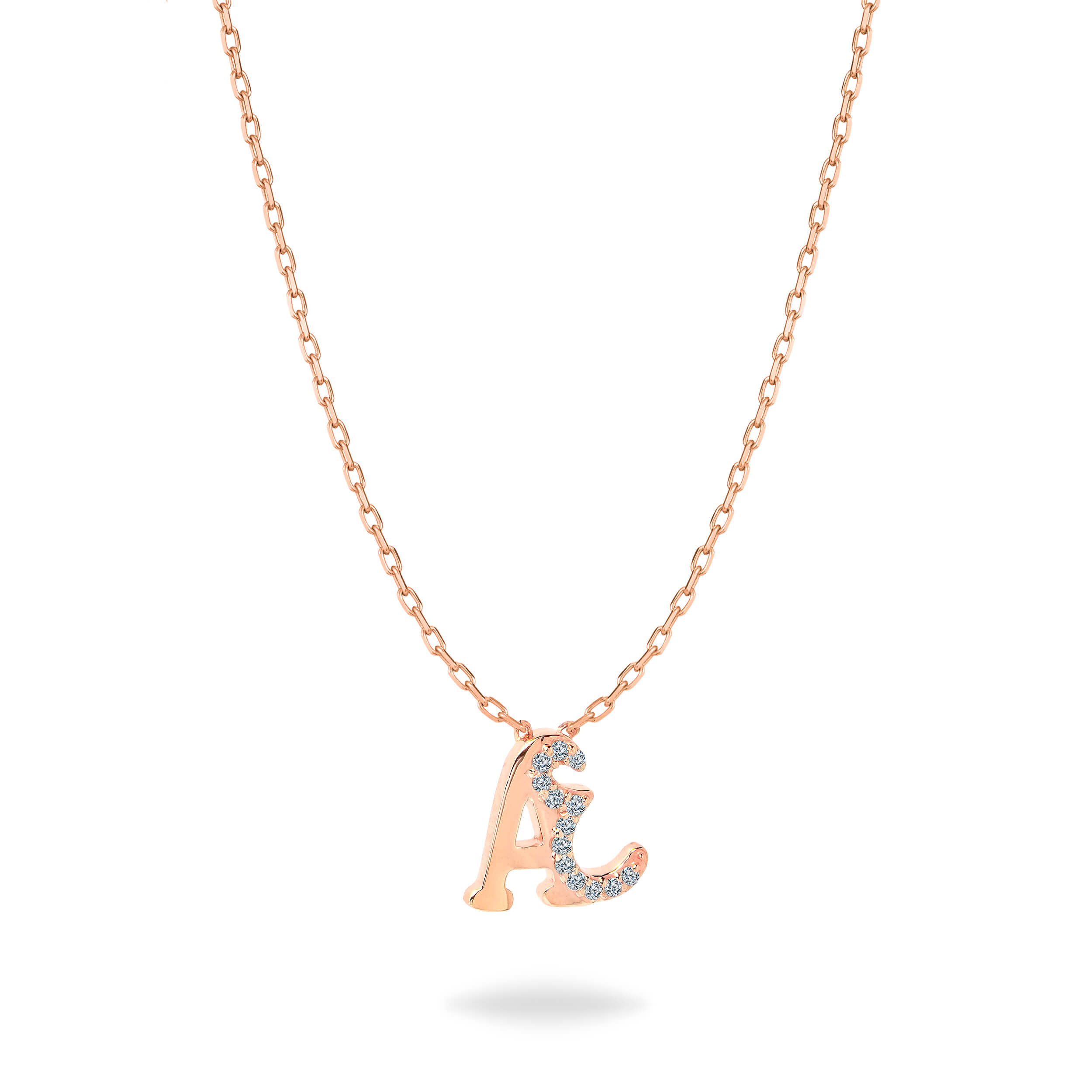HASHI Initial A2 ع in 18k rose gold with diamonds