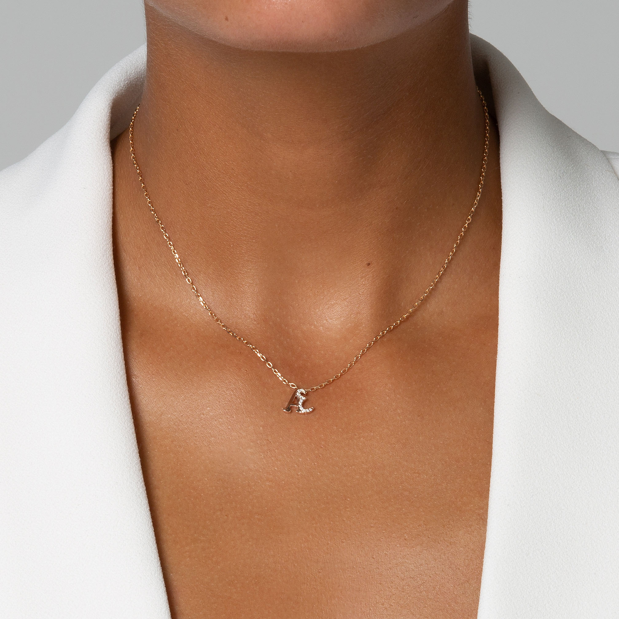 HASHI Initial A2 ع in 18k rose gold with diamonds, view 2