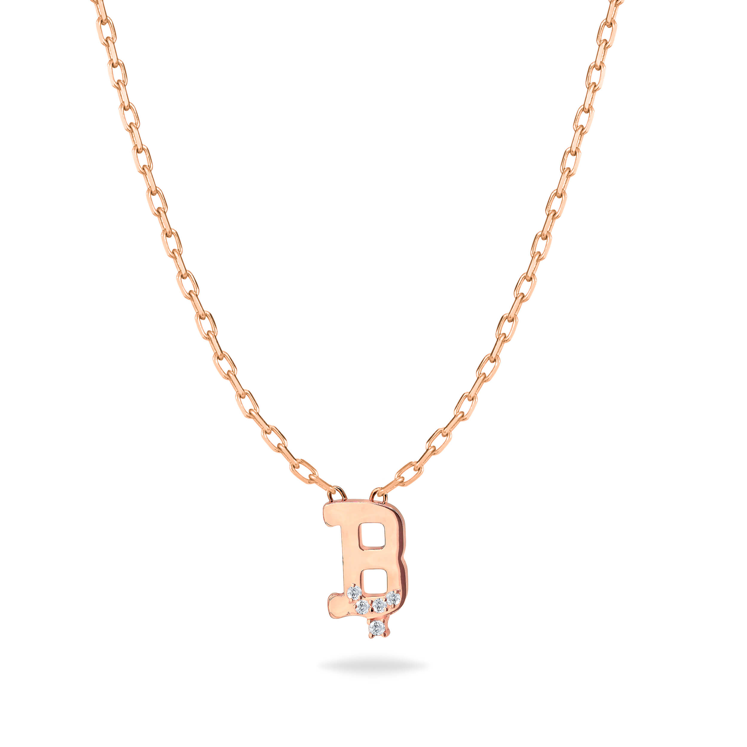 HASHI Initial B ب in 18k rose gold with diamonds