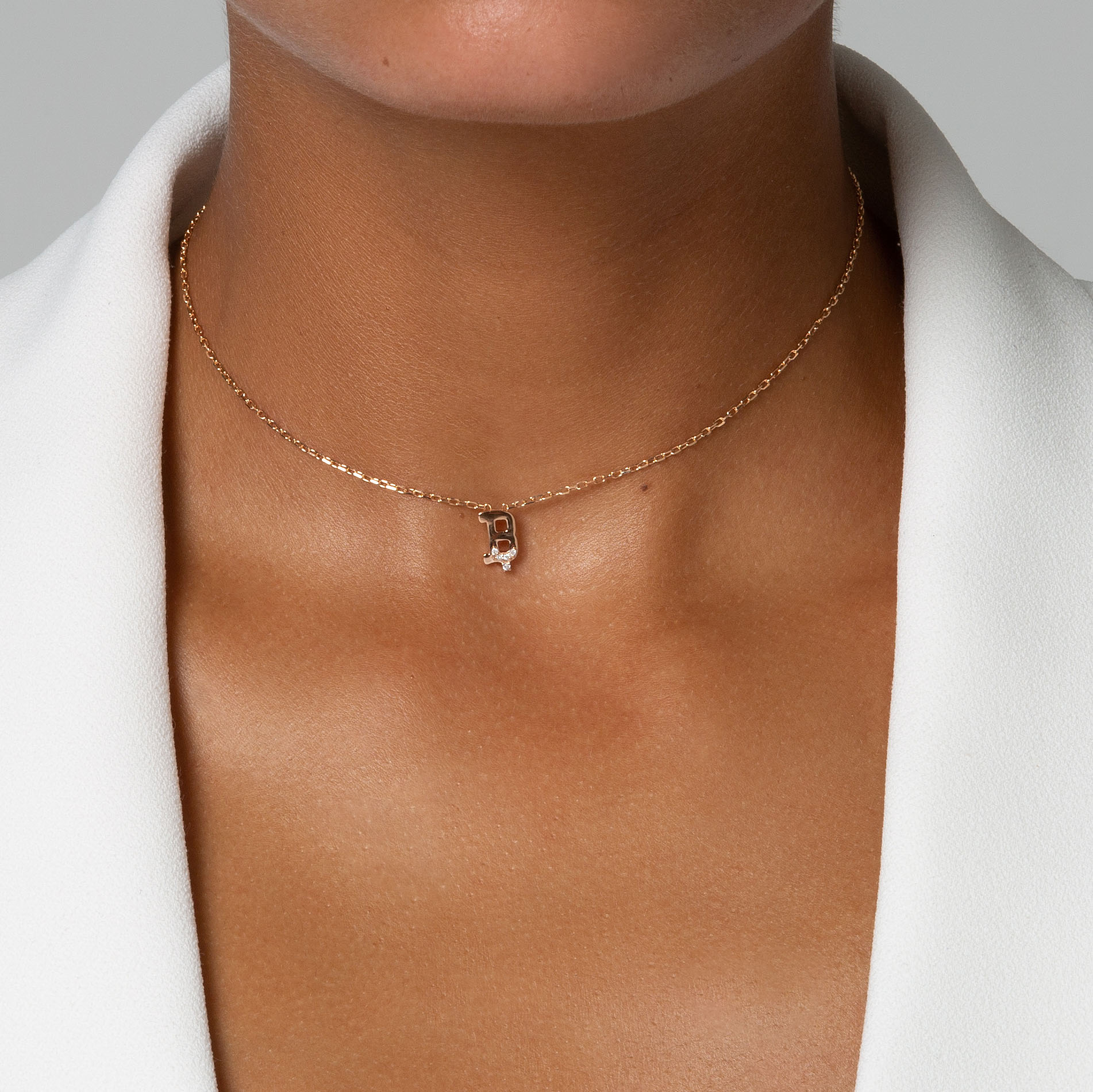 HASHI Initial B ب in 18k rose gold with diamonds, view 2