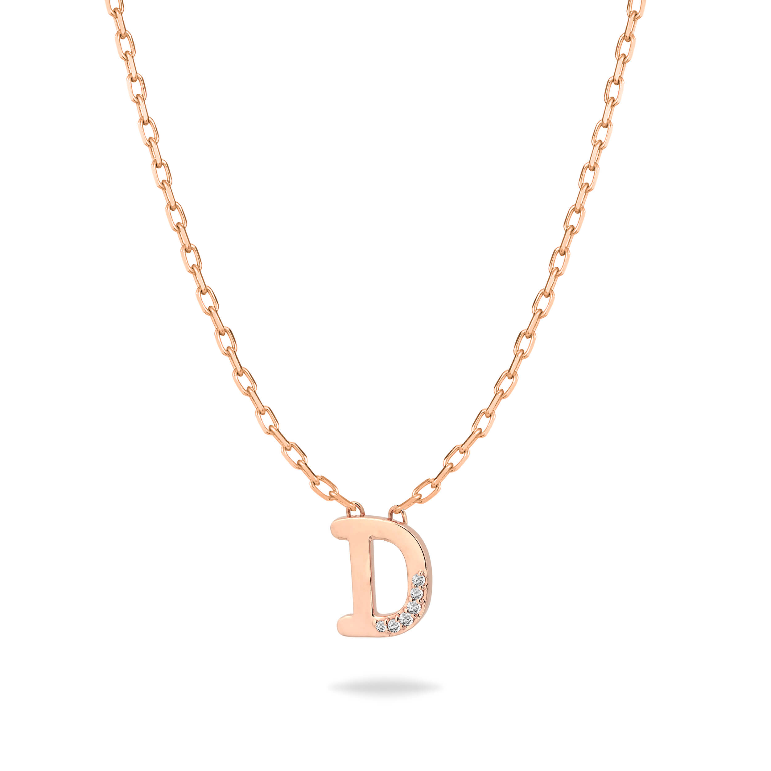 HASHI Initial D د in 18k rose gold with diamonds