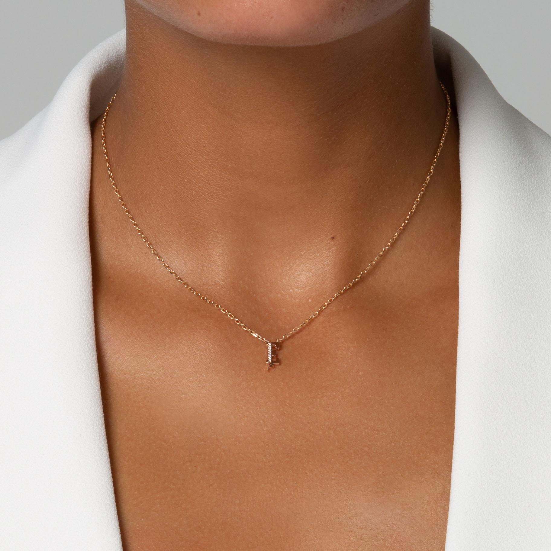 HASHI Initial E إ in 18k rose gold with diamonds, view 2