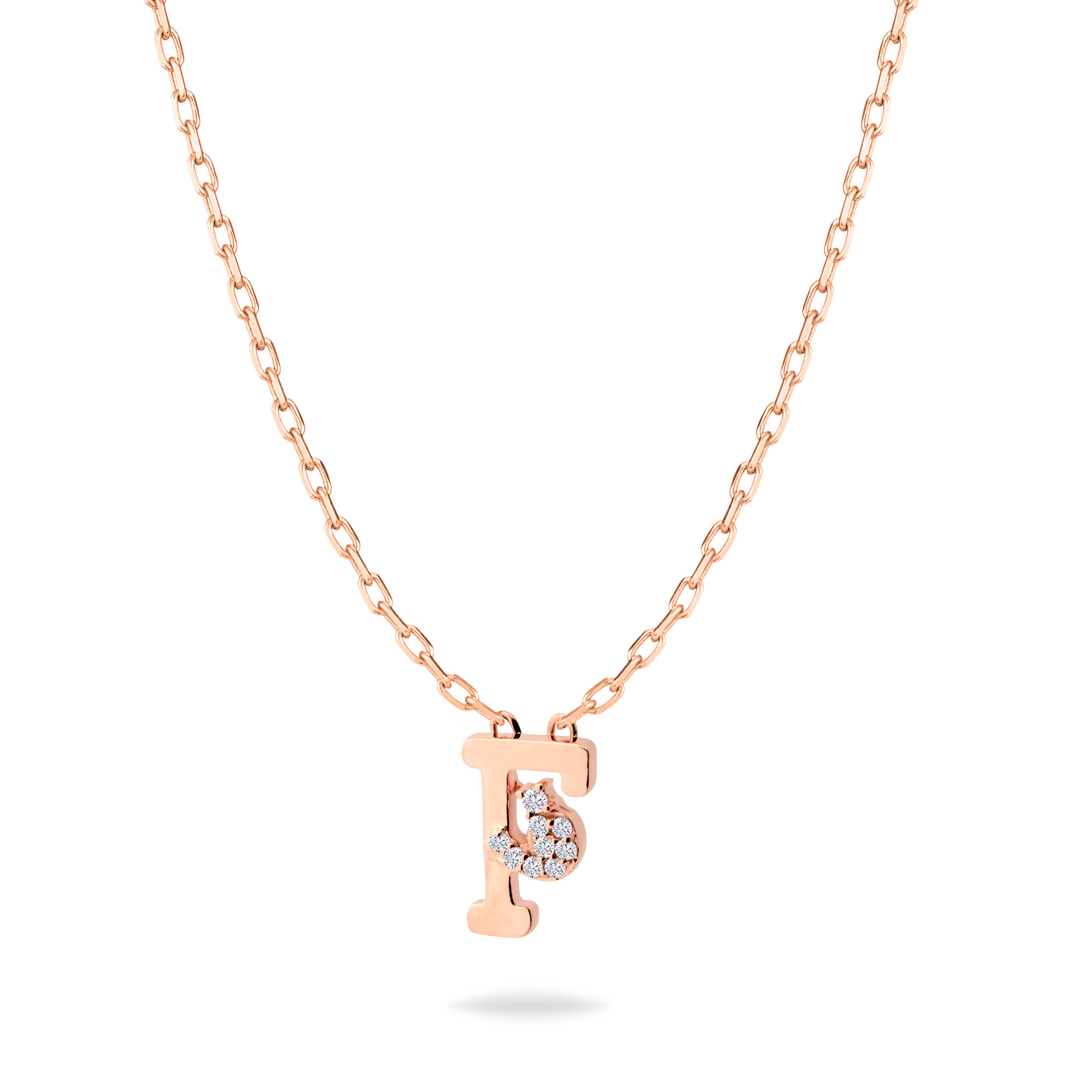HASHI Initial F فـ in 18k rose gold with diamonds