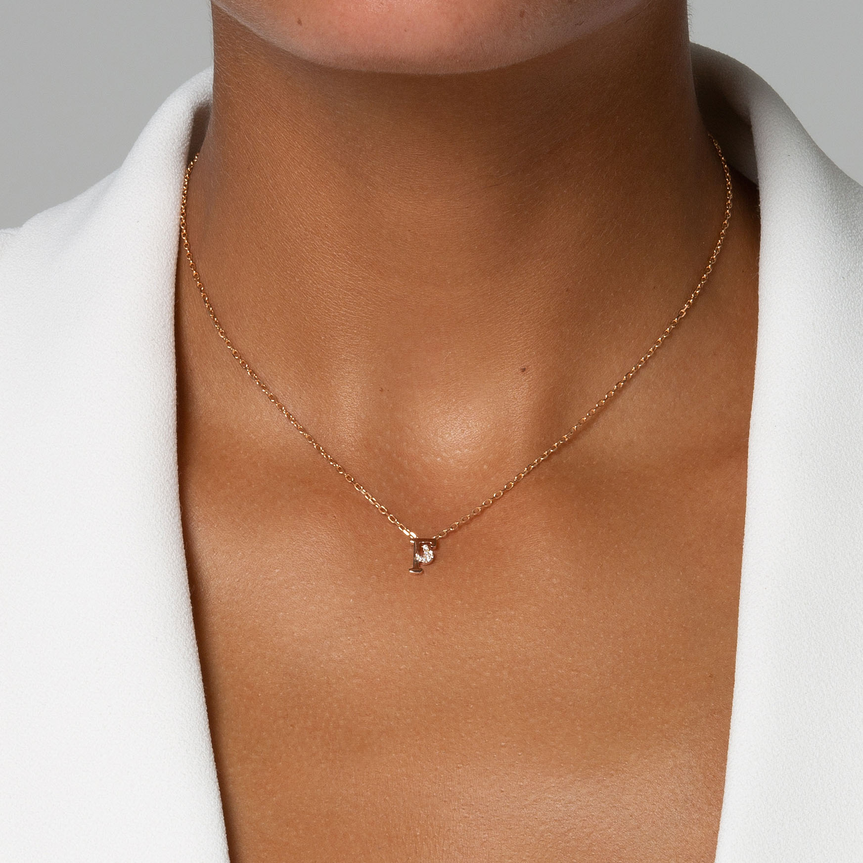 HASHI Initial F فـ in 18k rose gold with diamonds, view 2