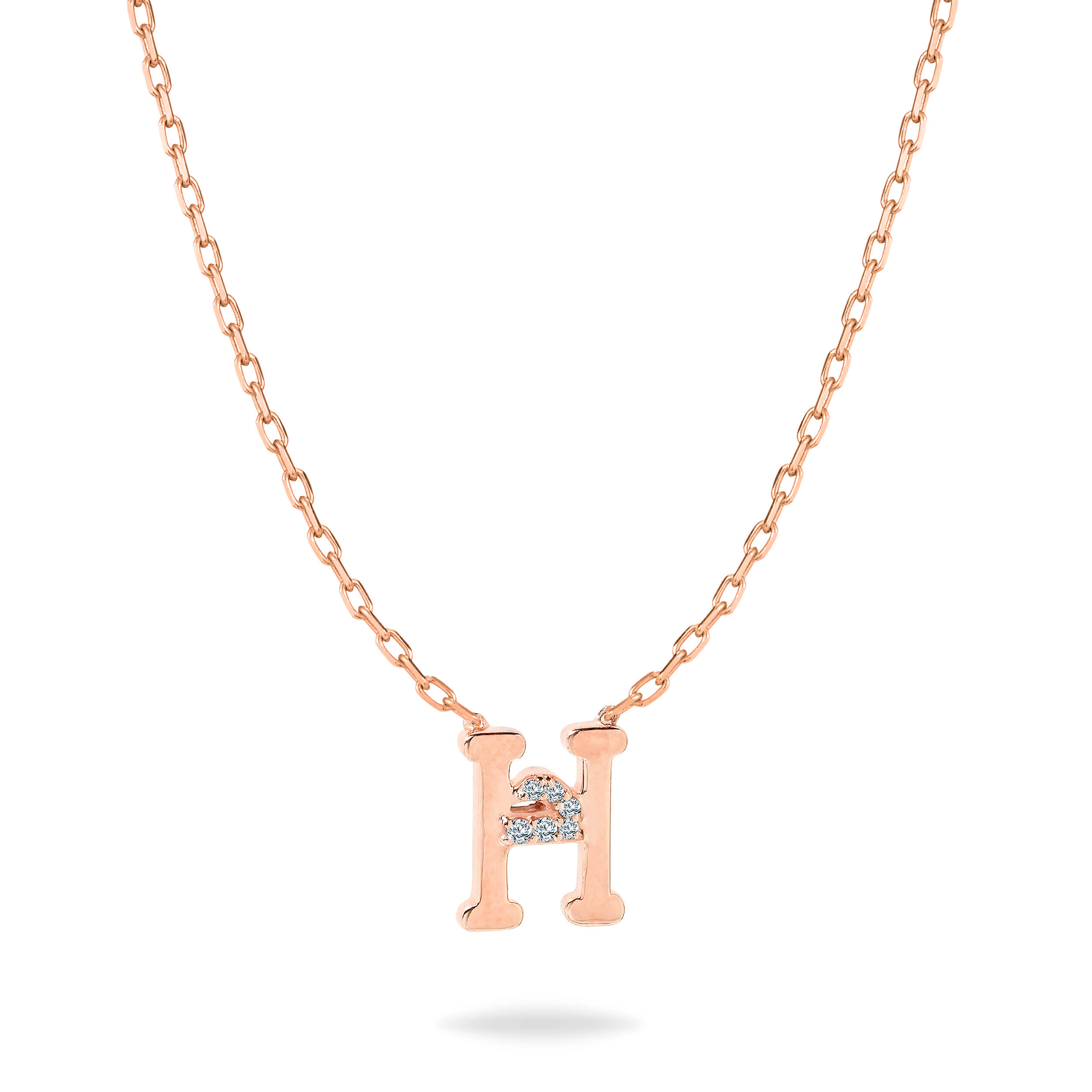 HASHI Initial H حـ in 18k rose gold with diamonds