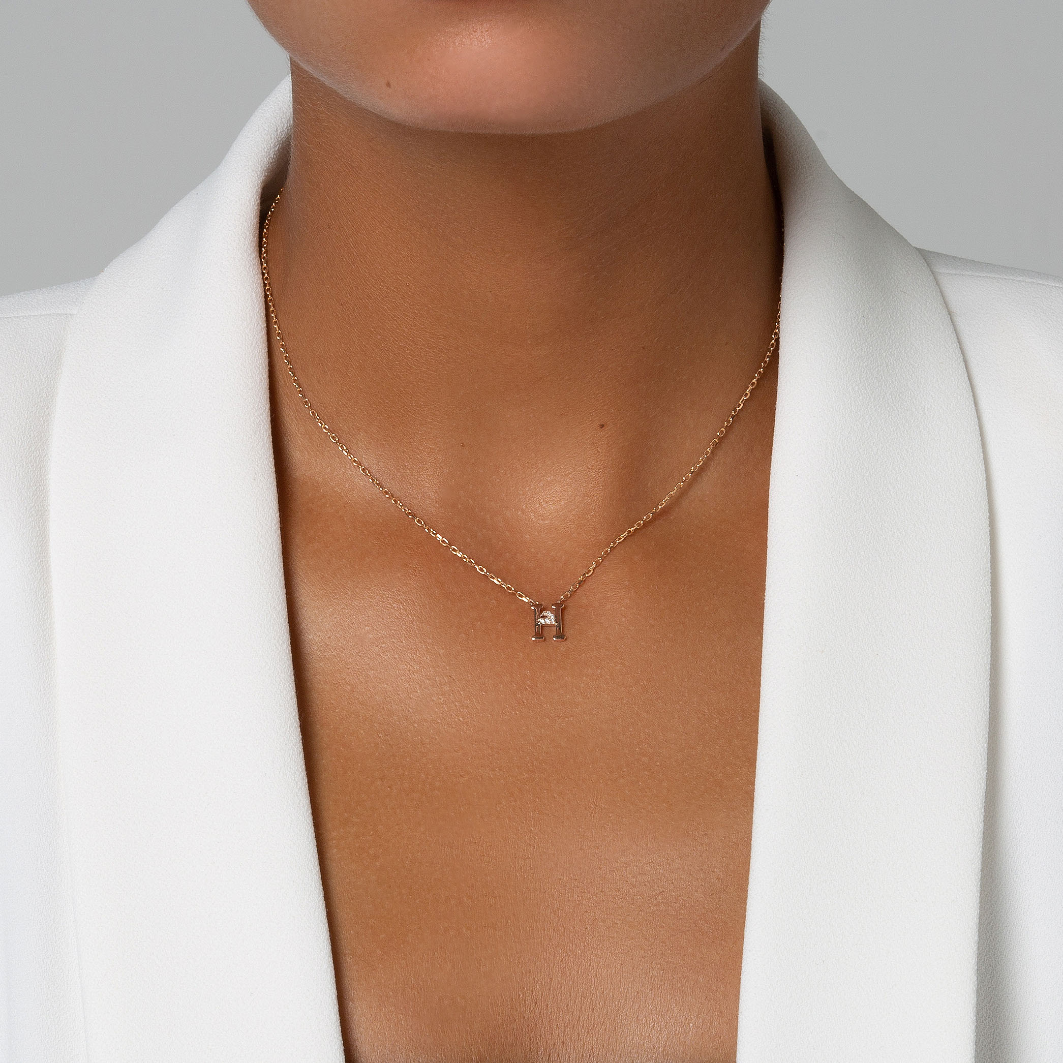 HASHI Initial H حـ in 18k rose gold with diamonds, view 2