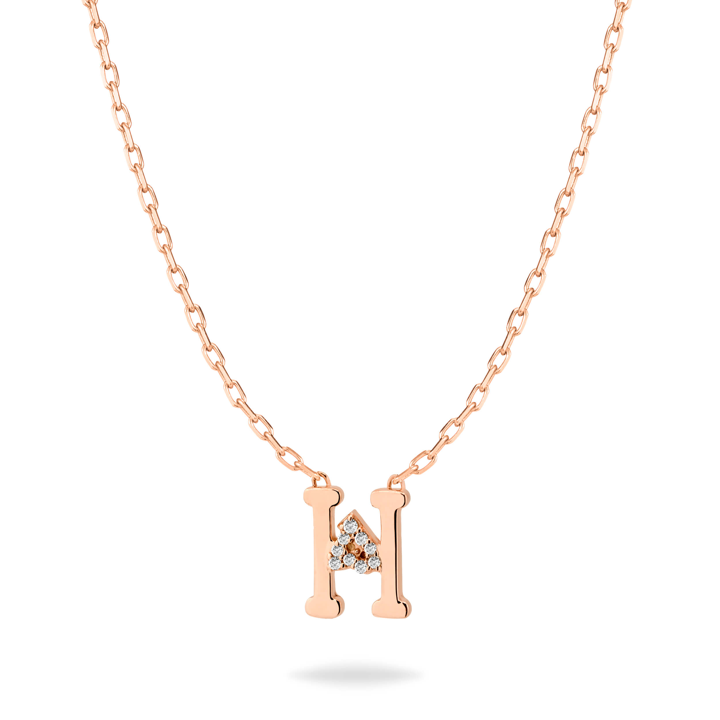 HASHI Initial H2 هـ in 18k rose gold with diamonds