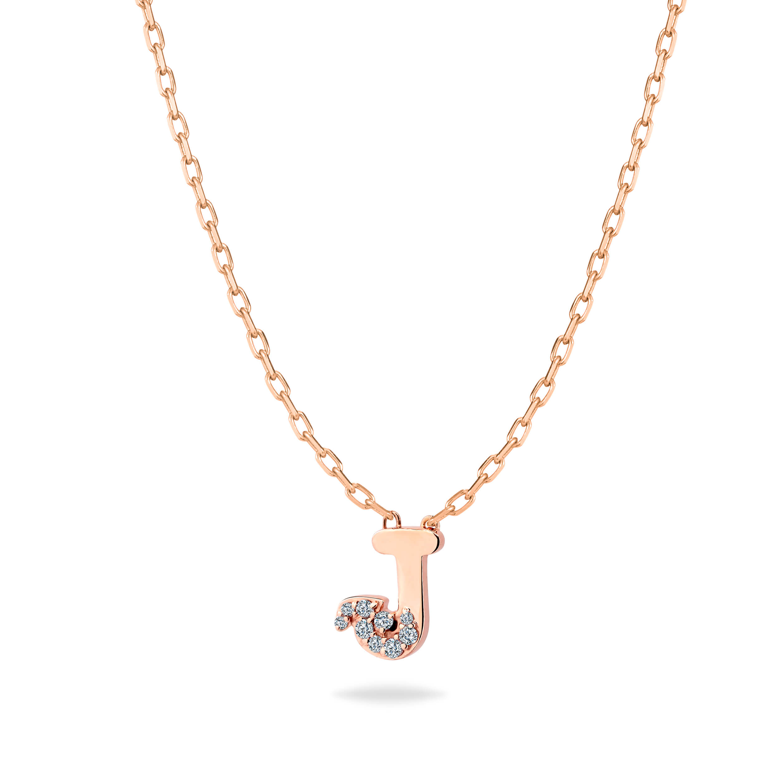 HASHI Initial J ج in 18k rose gold with diamonds