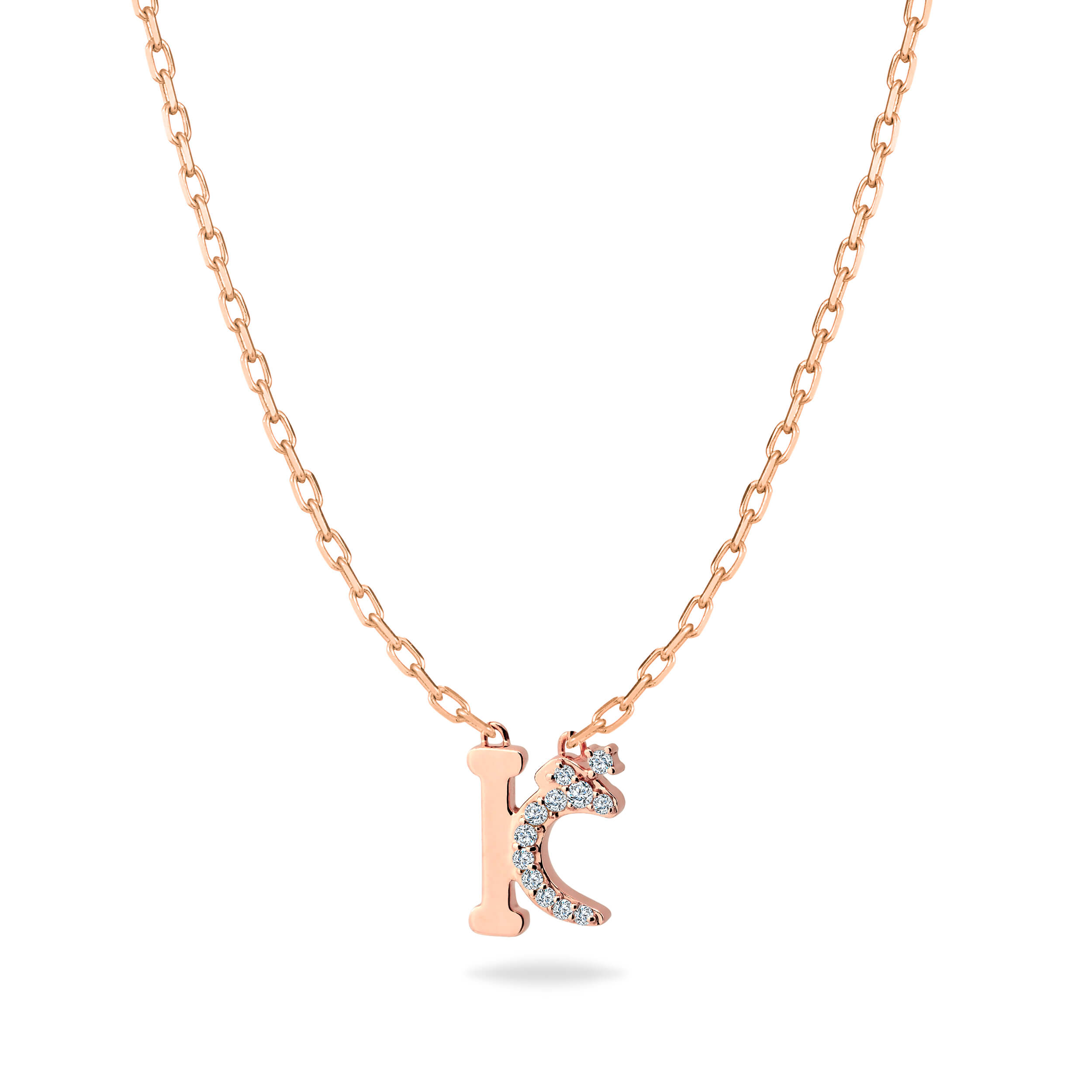 HASHI Initial K خ in 18k rose gold with diamonds