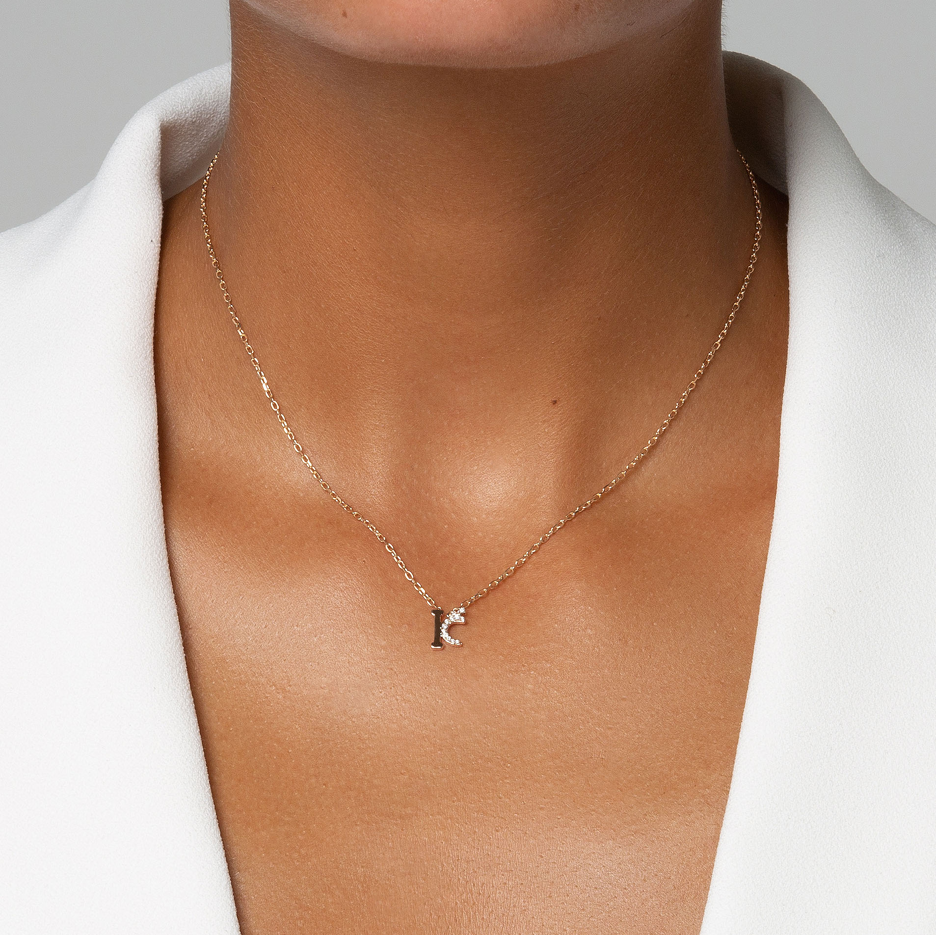 HASHI Initial K خ in 18k rose gold with diamonds, view 2